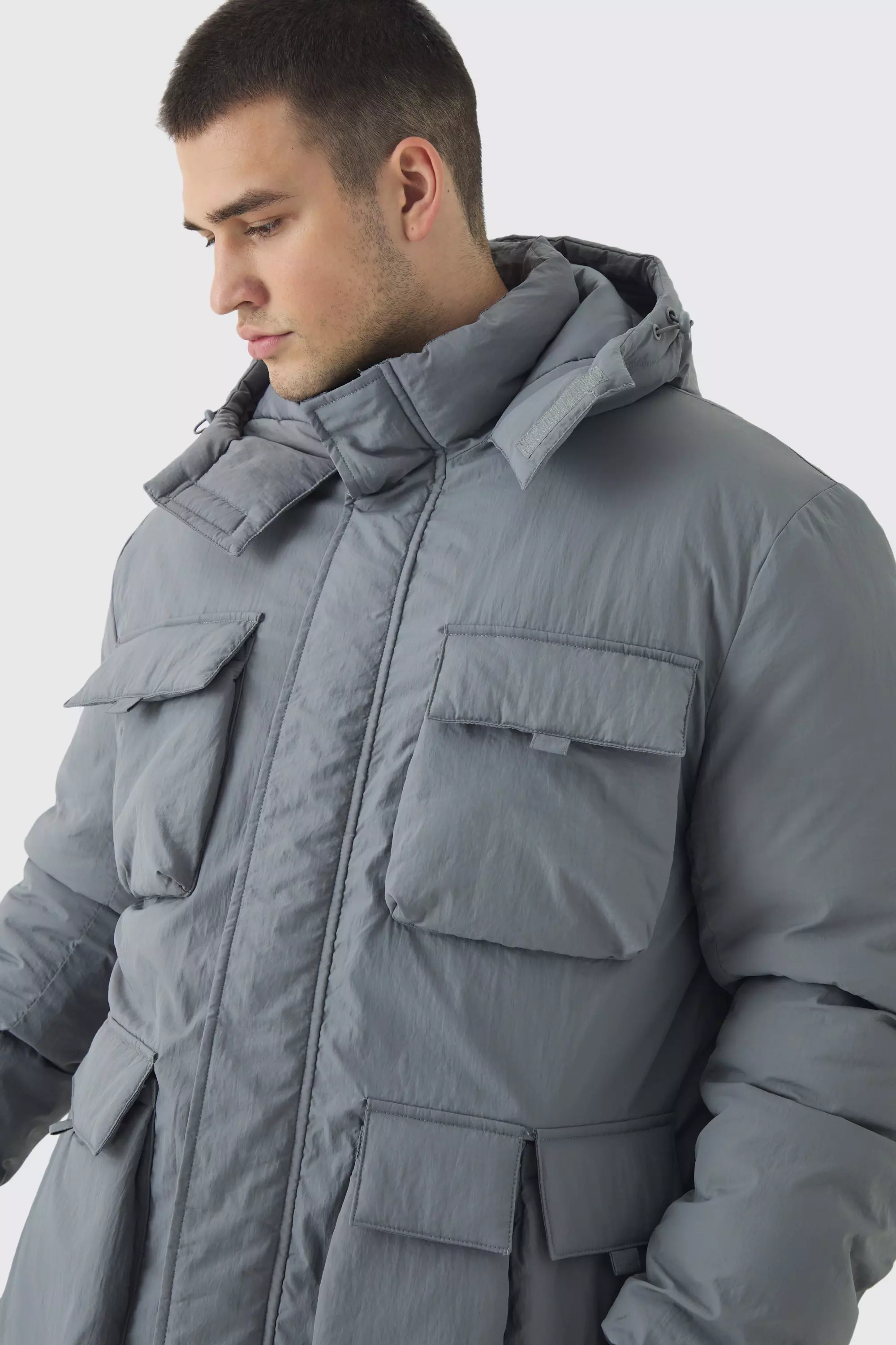 Tall - Parka utilitaire à capuche en gris, Grey autre image