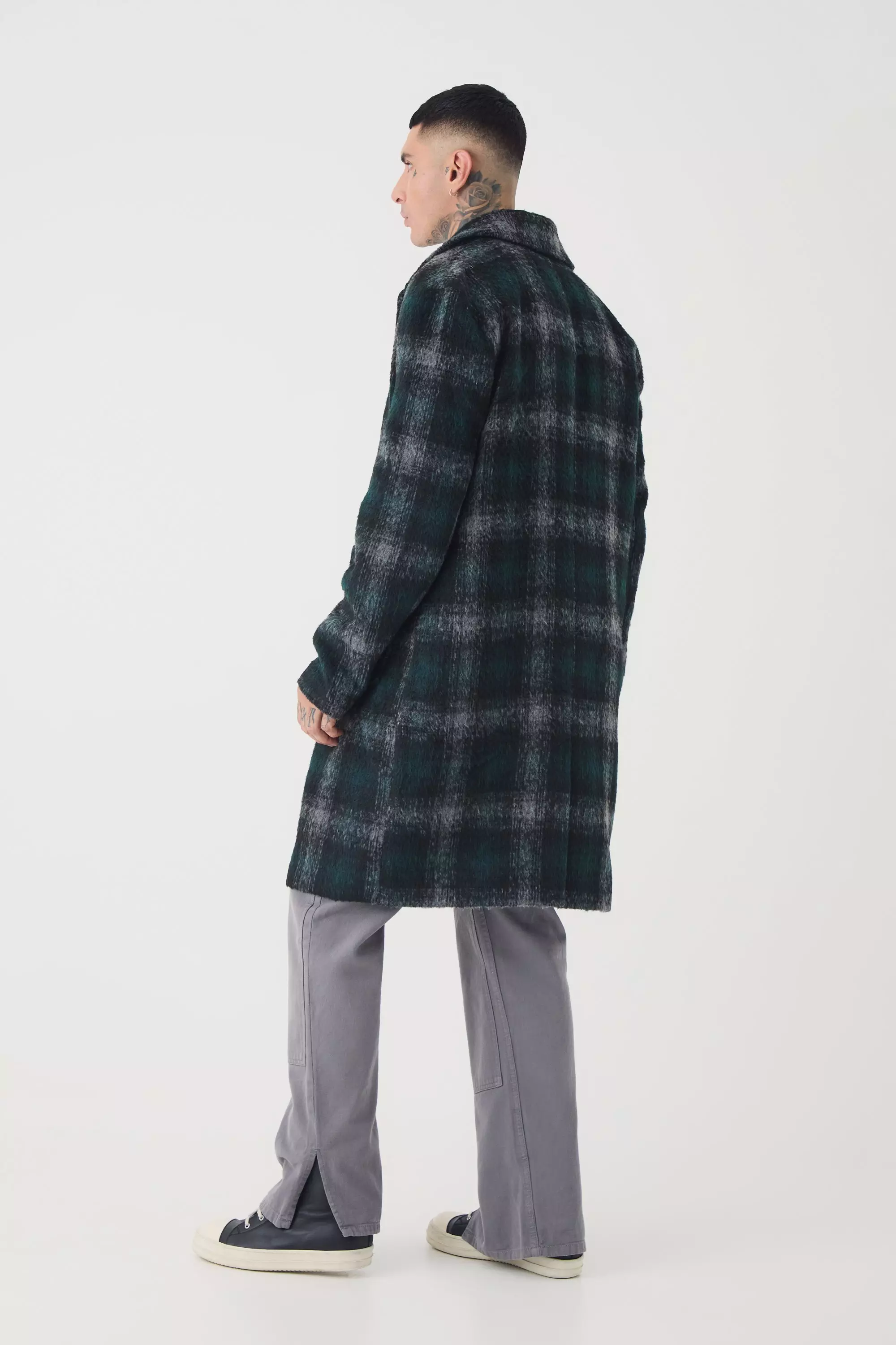 Tall - Manteau droit à carreaux, Green autre image