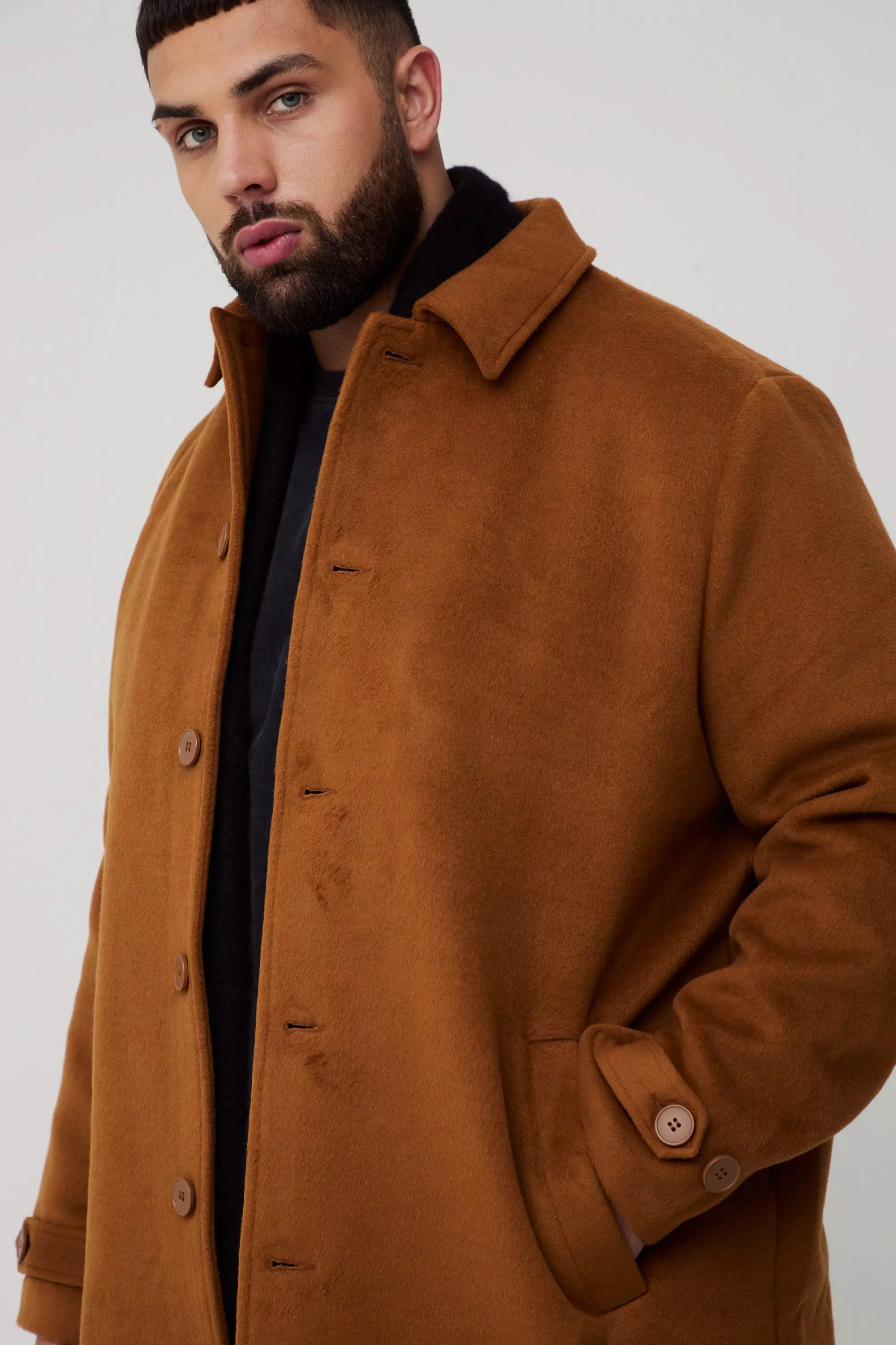Grande taille - Manteau droit en fauve, Tan autre image