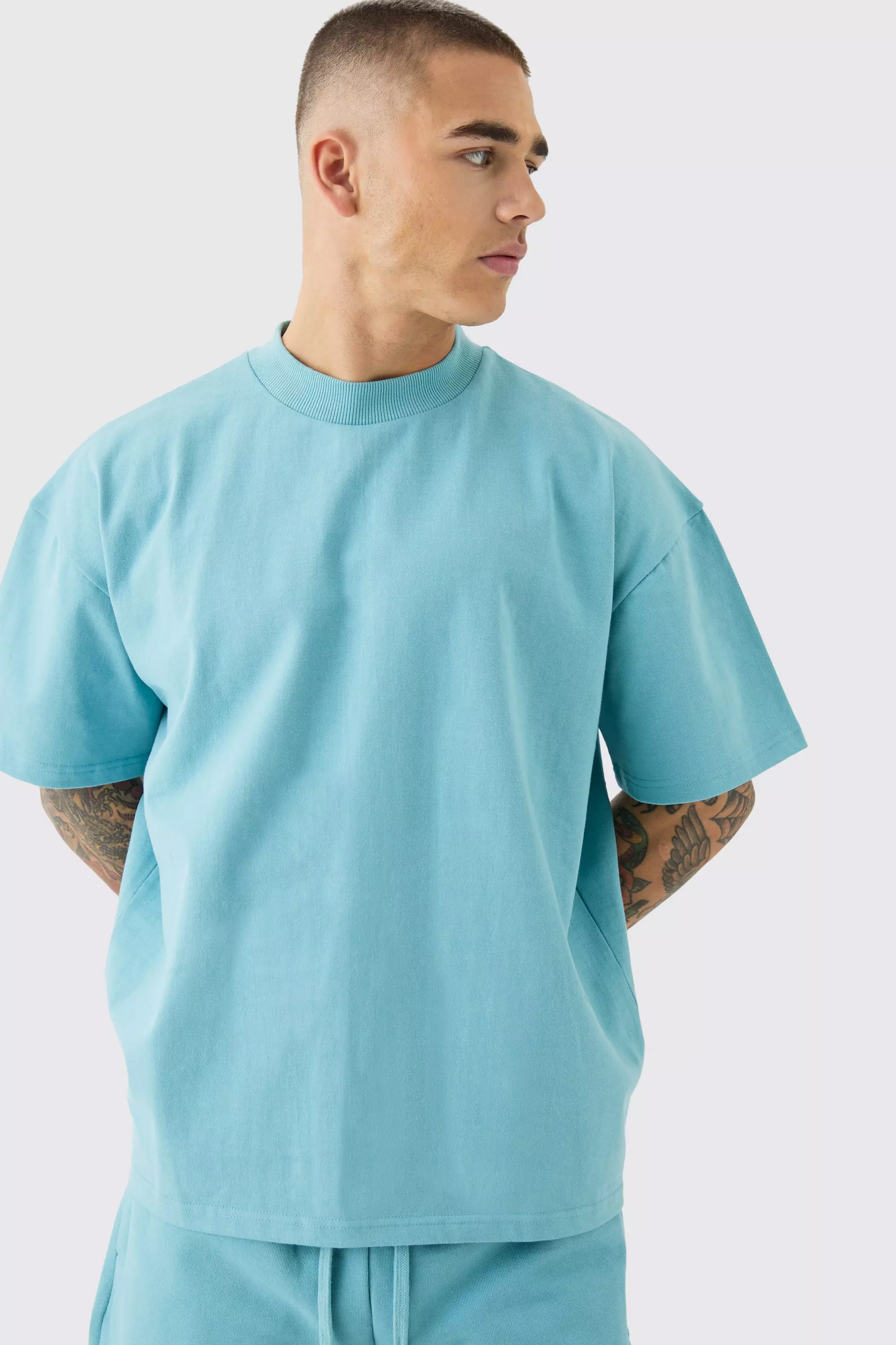 Blue Oversized Extended Neck Super Heavyweight T-shirt