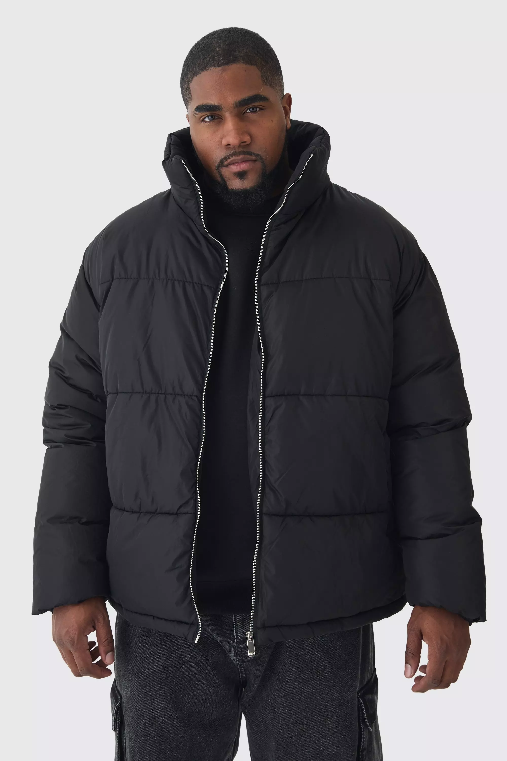 Boohooman black puffer jacket sales