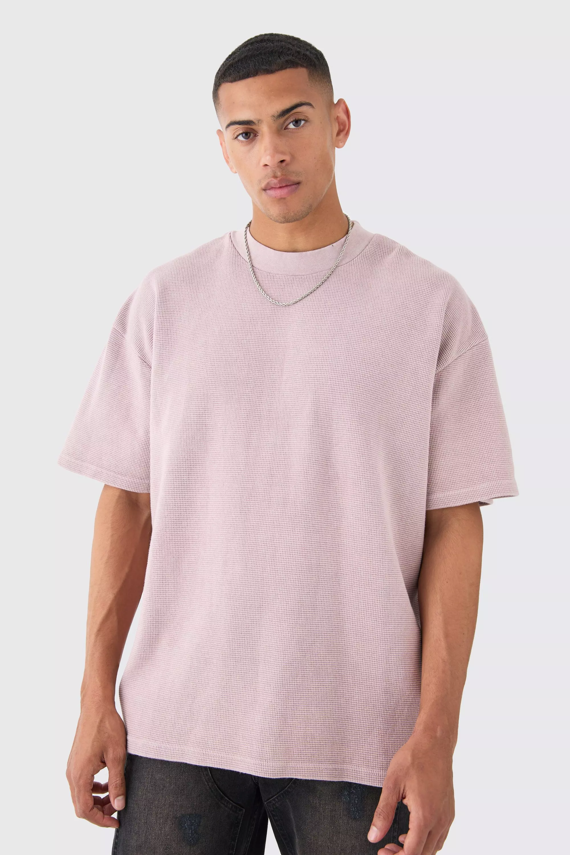Pink Oversized Washed Heavyweight Waffle T-shirt alternative image