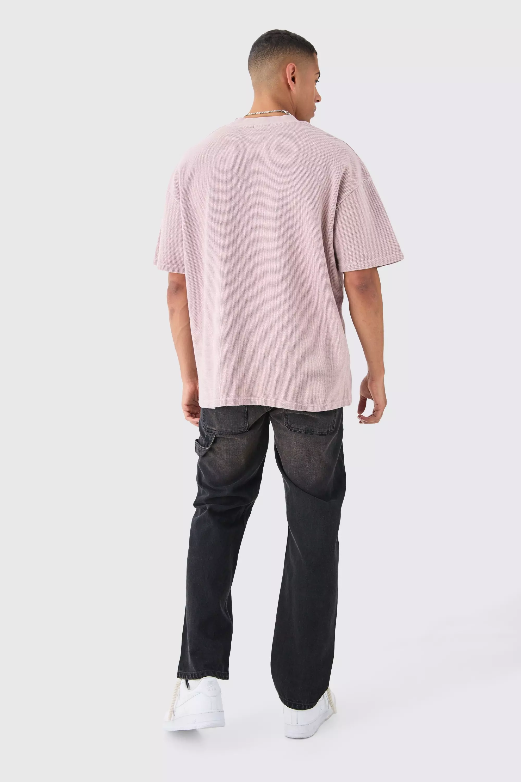 Pink Oversized Washed Heavyweight Waffle T-shirt alternative image