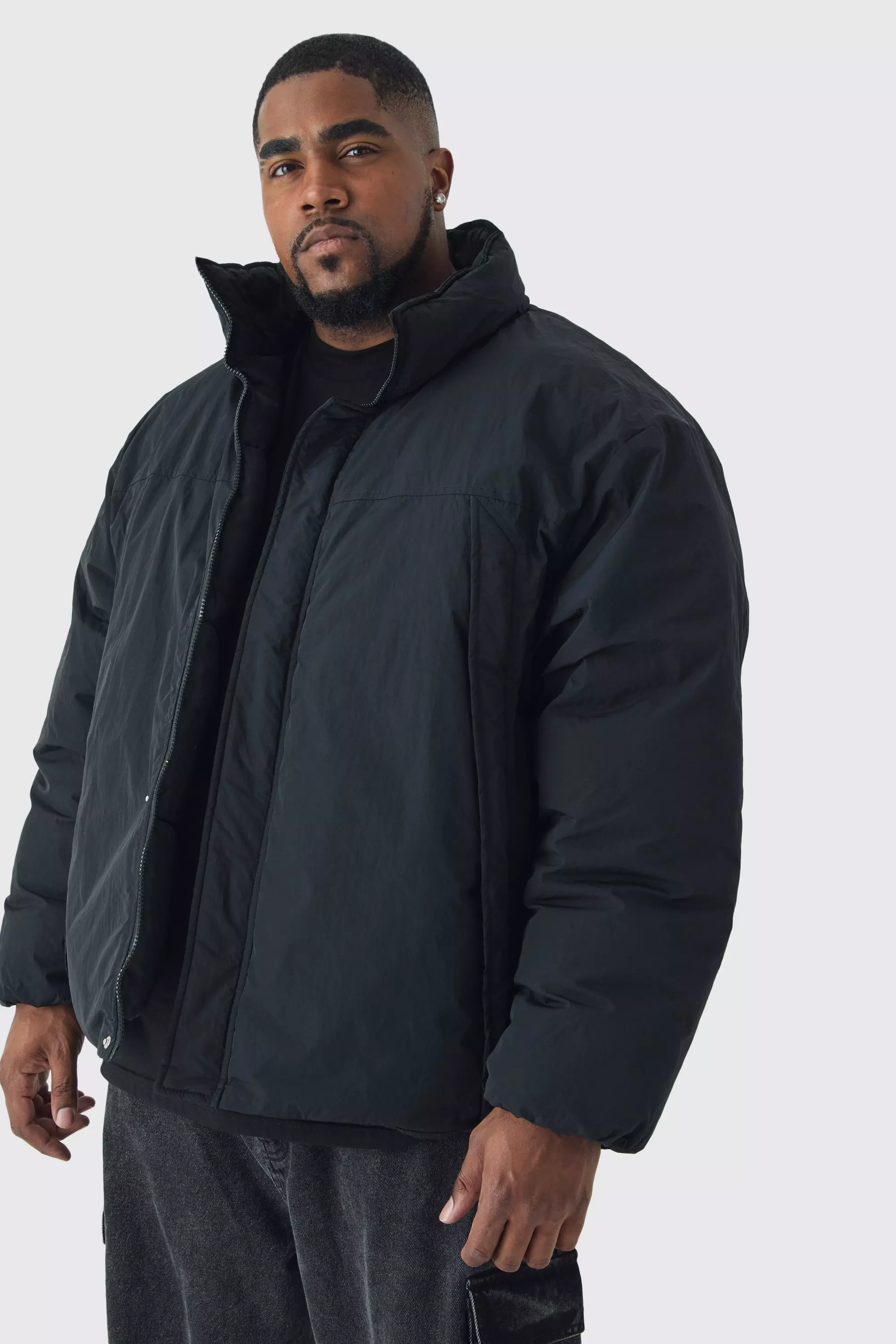 Plus Funnel Neck Padded Jacket In Black alternative image