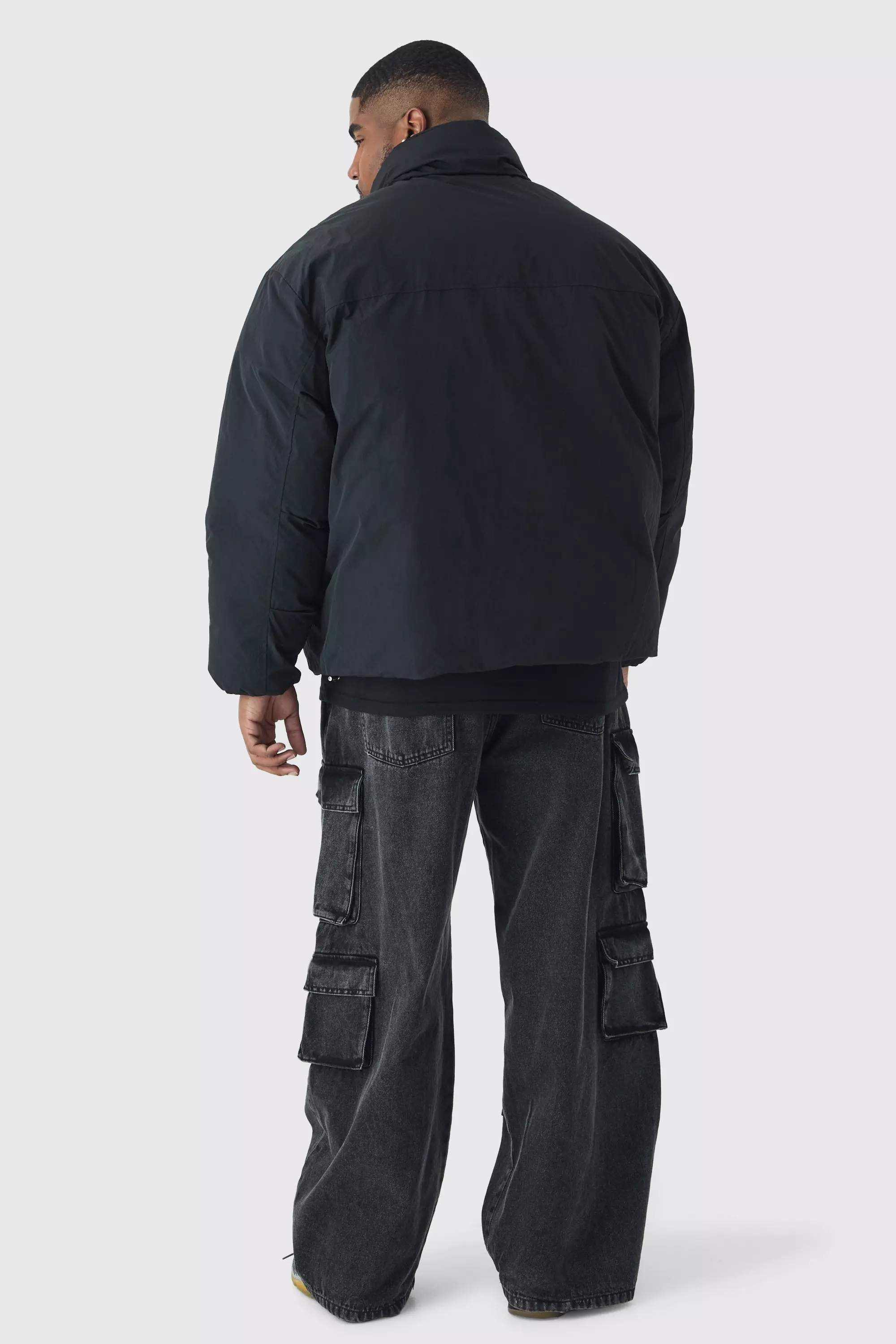 Plus Funnel Neck Padded Jacket In Black alternative image