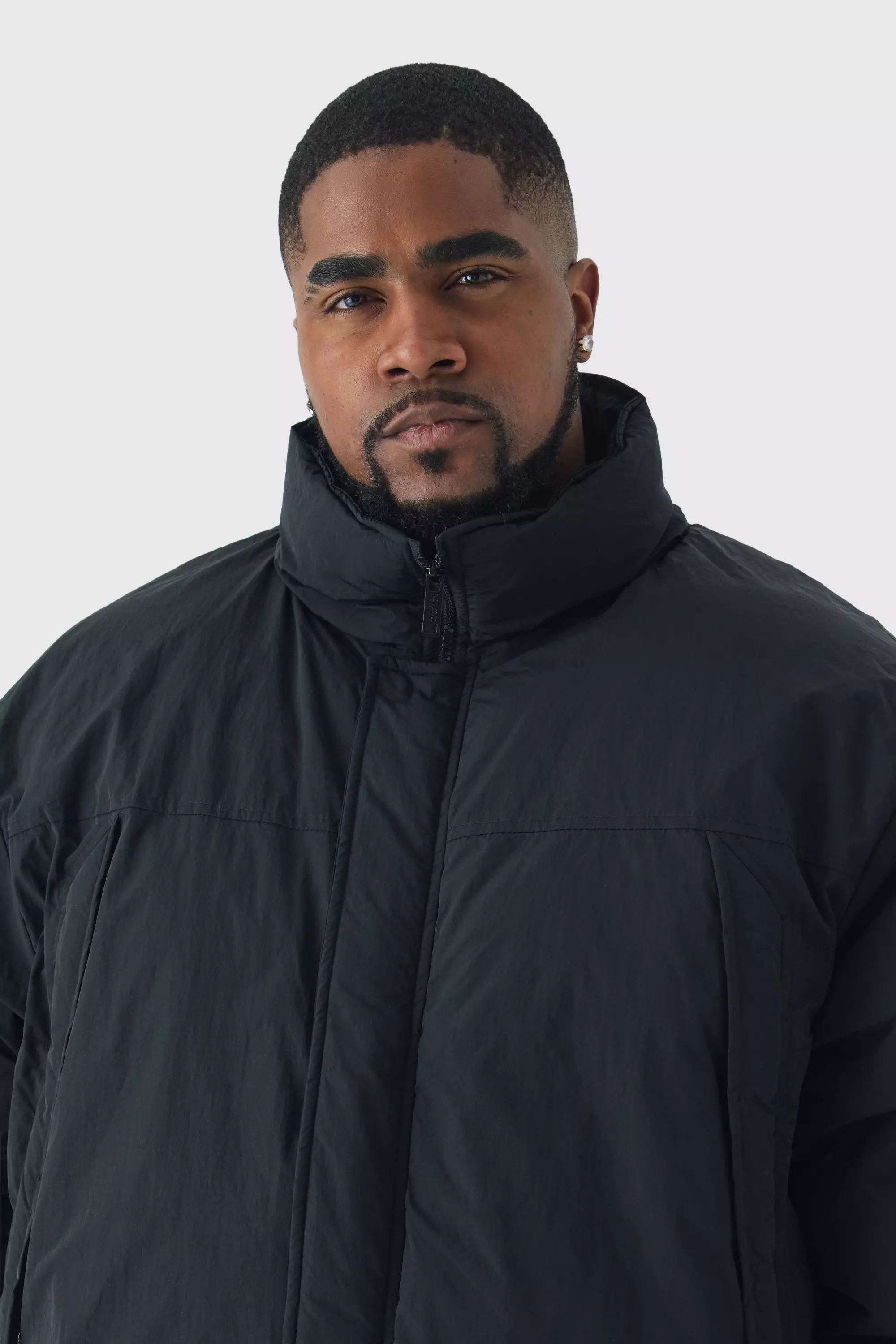 Plus Funnel Neck Padded Jacket In Black alternative image