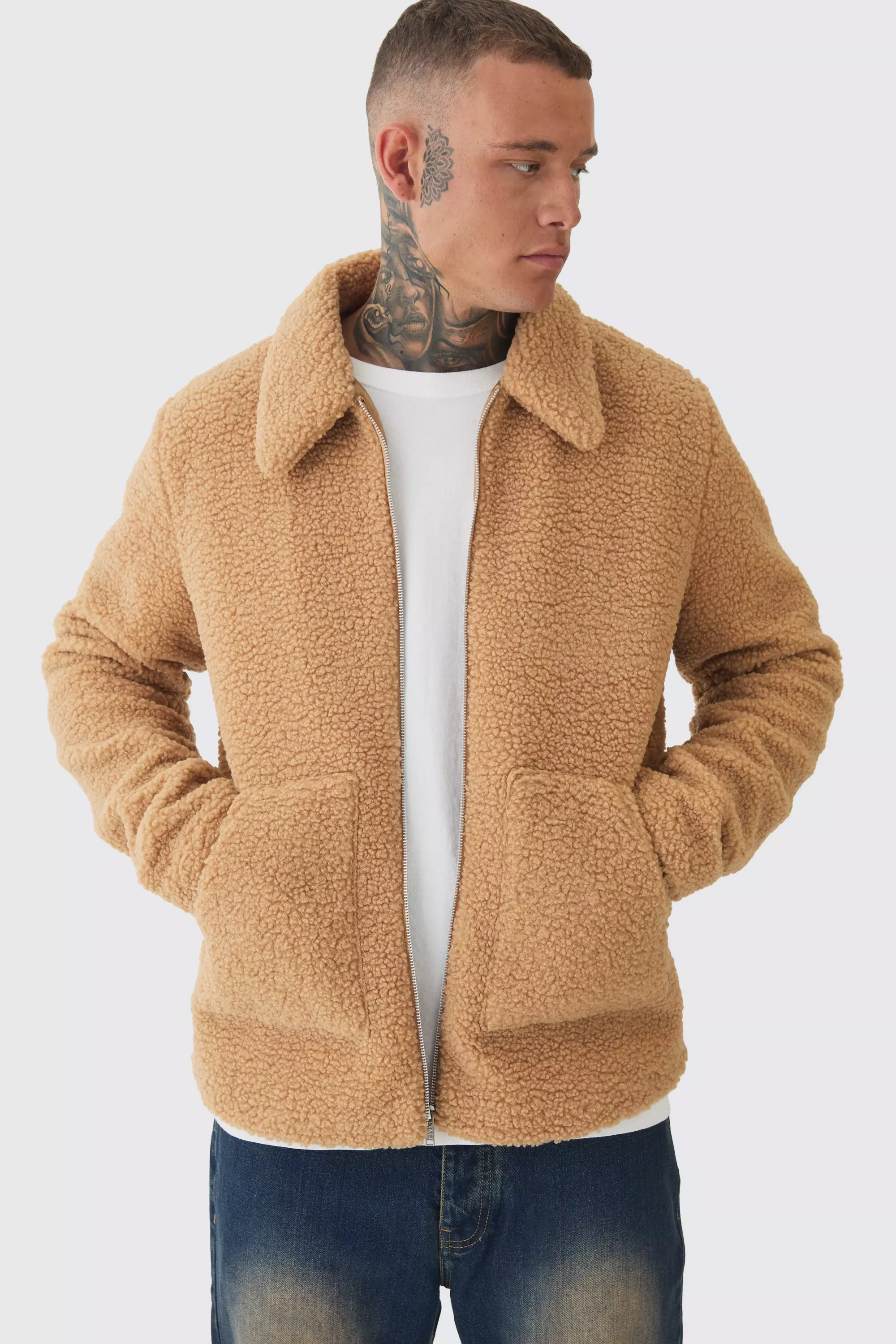 Tall Borg Harrington Jacket In Tan Tan