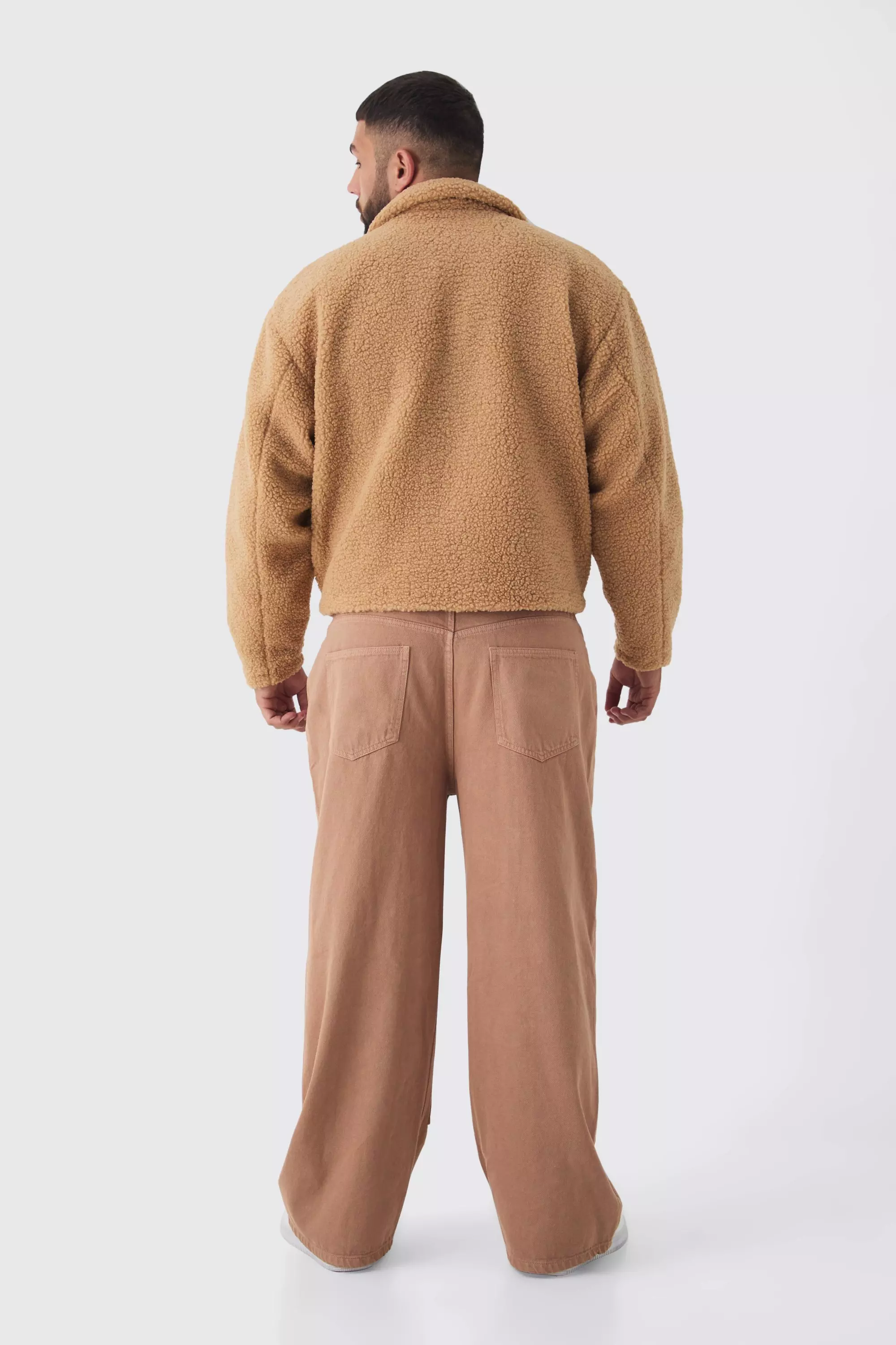 Plus Nepwollen Harrington Jas In Tan alternatieve afbeelding