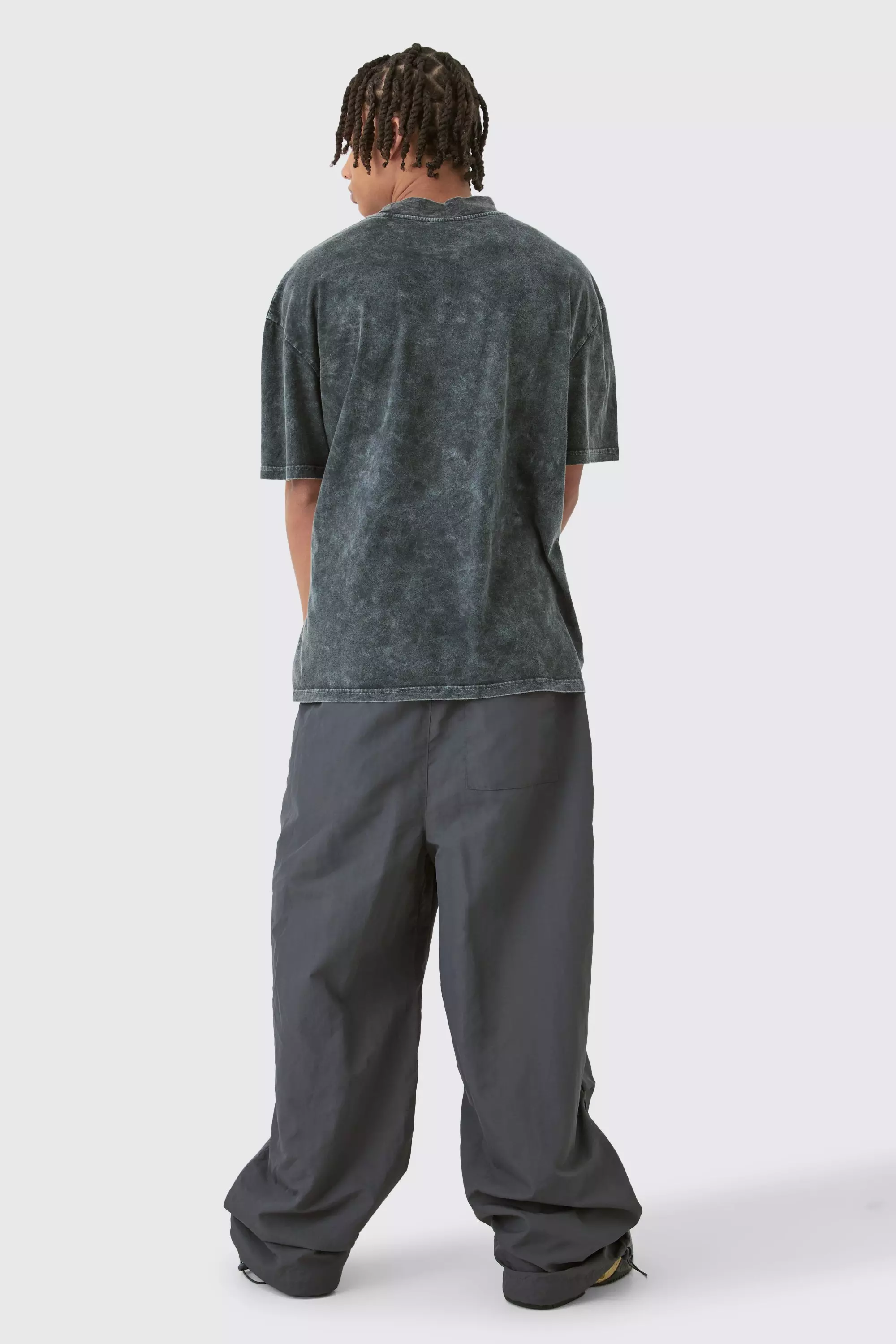 Elasticated Waist Oversized OFCL Parachute Pants | boohooMAN USA