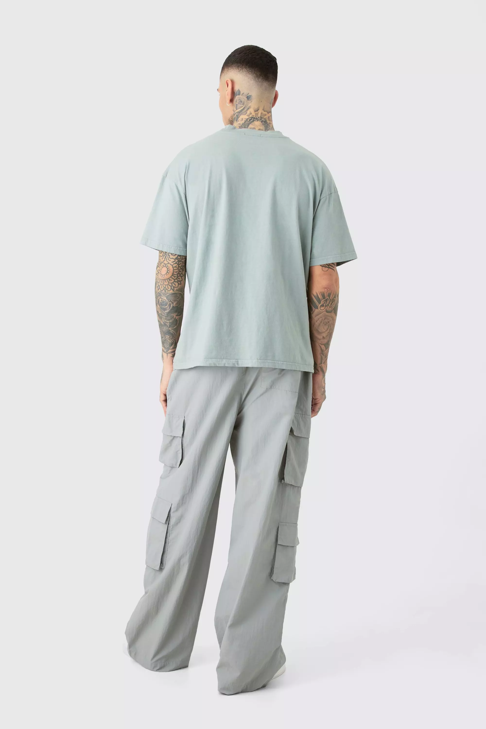 Grey Tall Parachute Broek Met Zakken alternatieve afbeelding