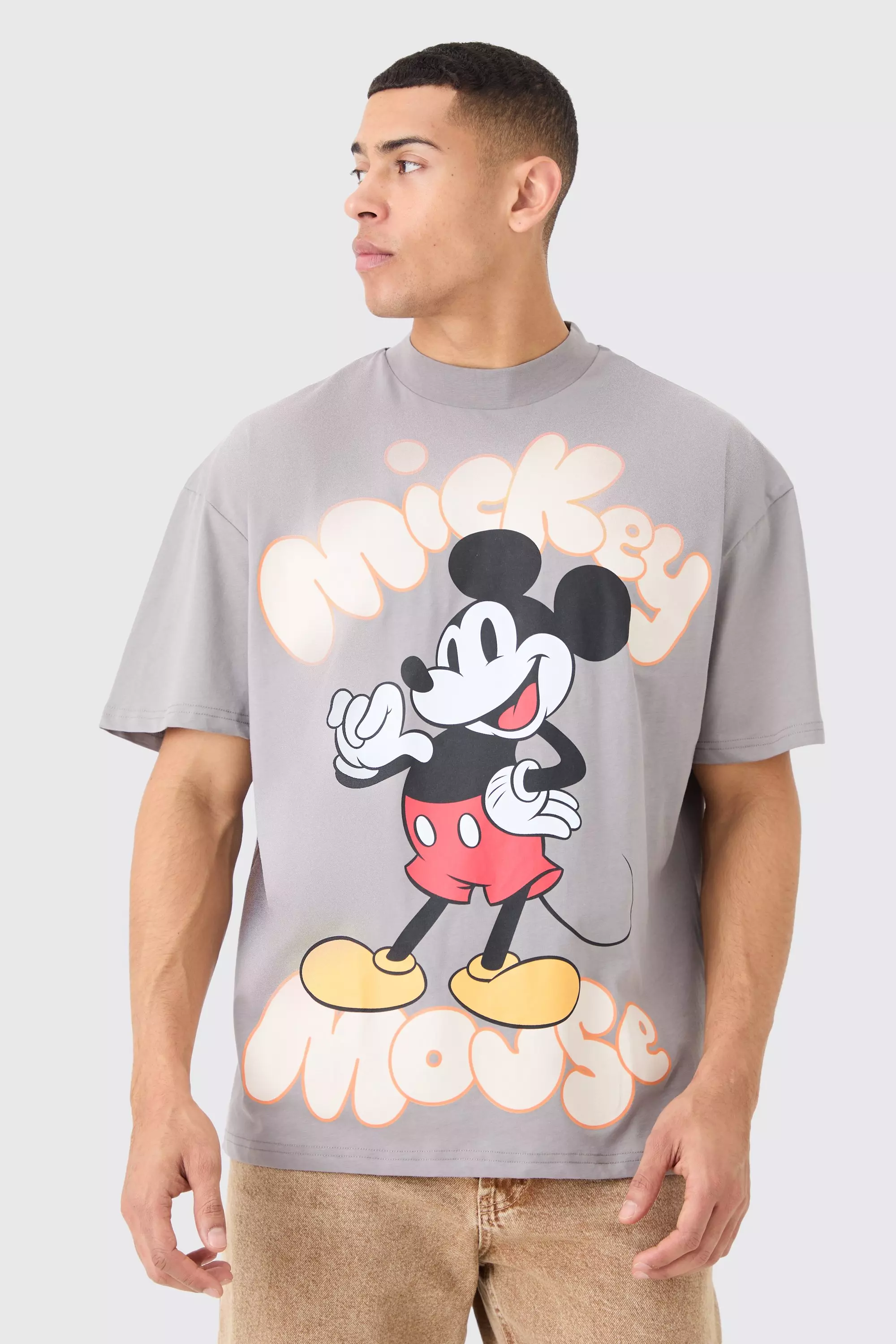 Oversized Mickey Mouse License T-shirt Charcoal