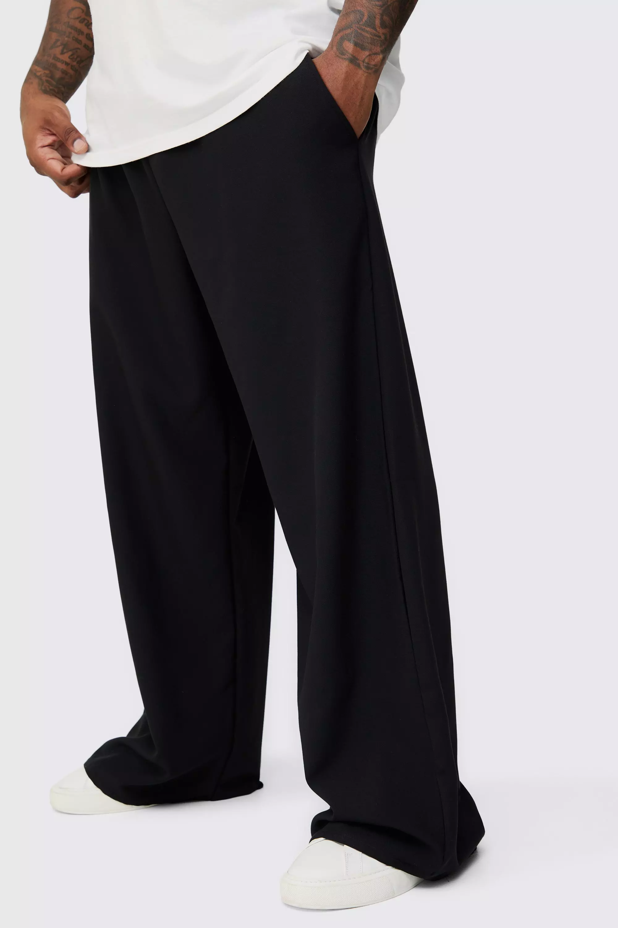 Black Plus Elasticated Waist Smart Relaxed Fit Pants