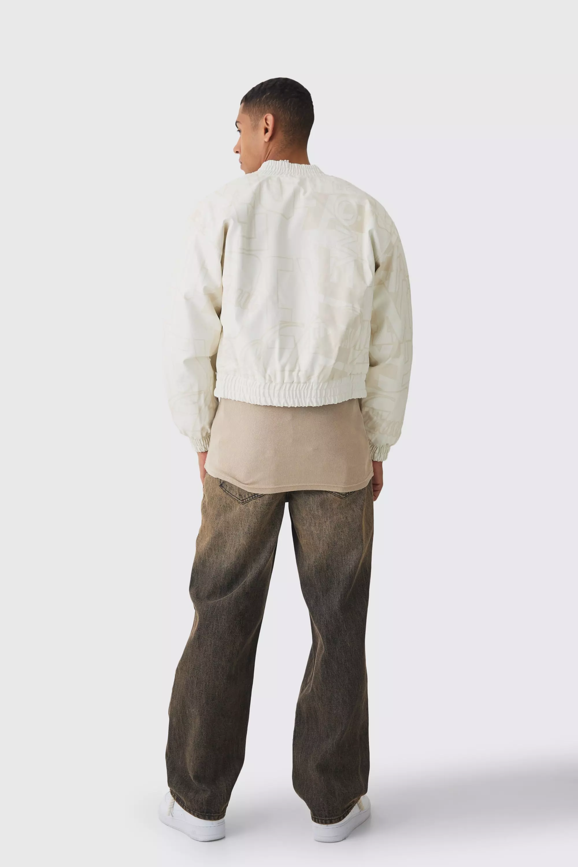 Giacca Bomber Squadrata Bianca Con Stampa Homme, White immagine alternativa