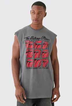 Oversized Rolling Stones License Tank Charcoal