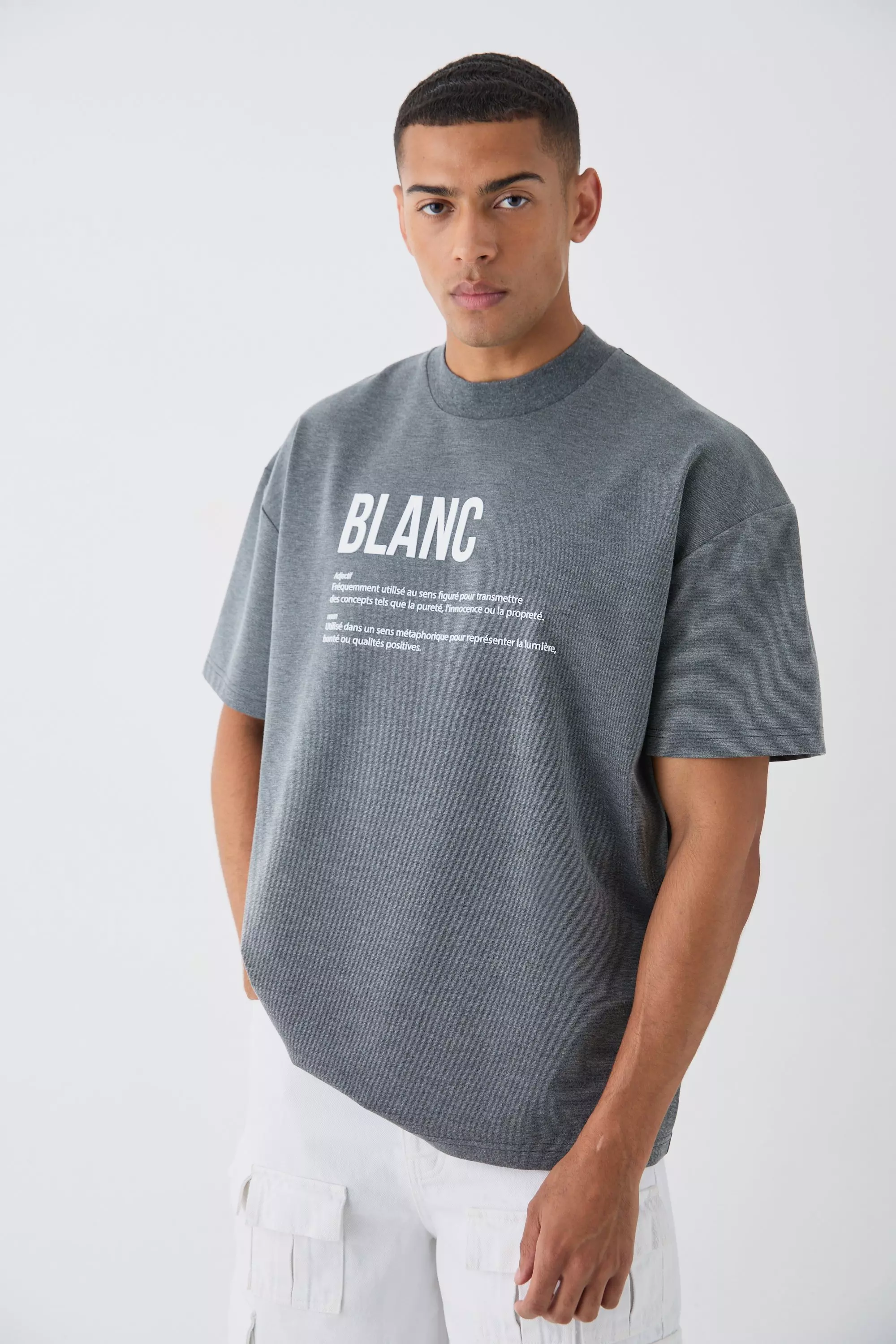 T-shirt épais oversize imprimé, Grey autre image
