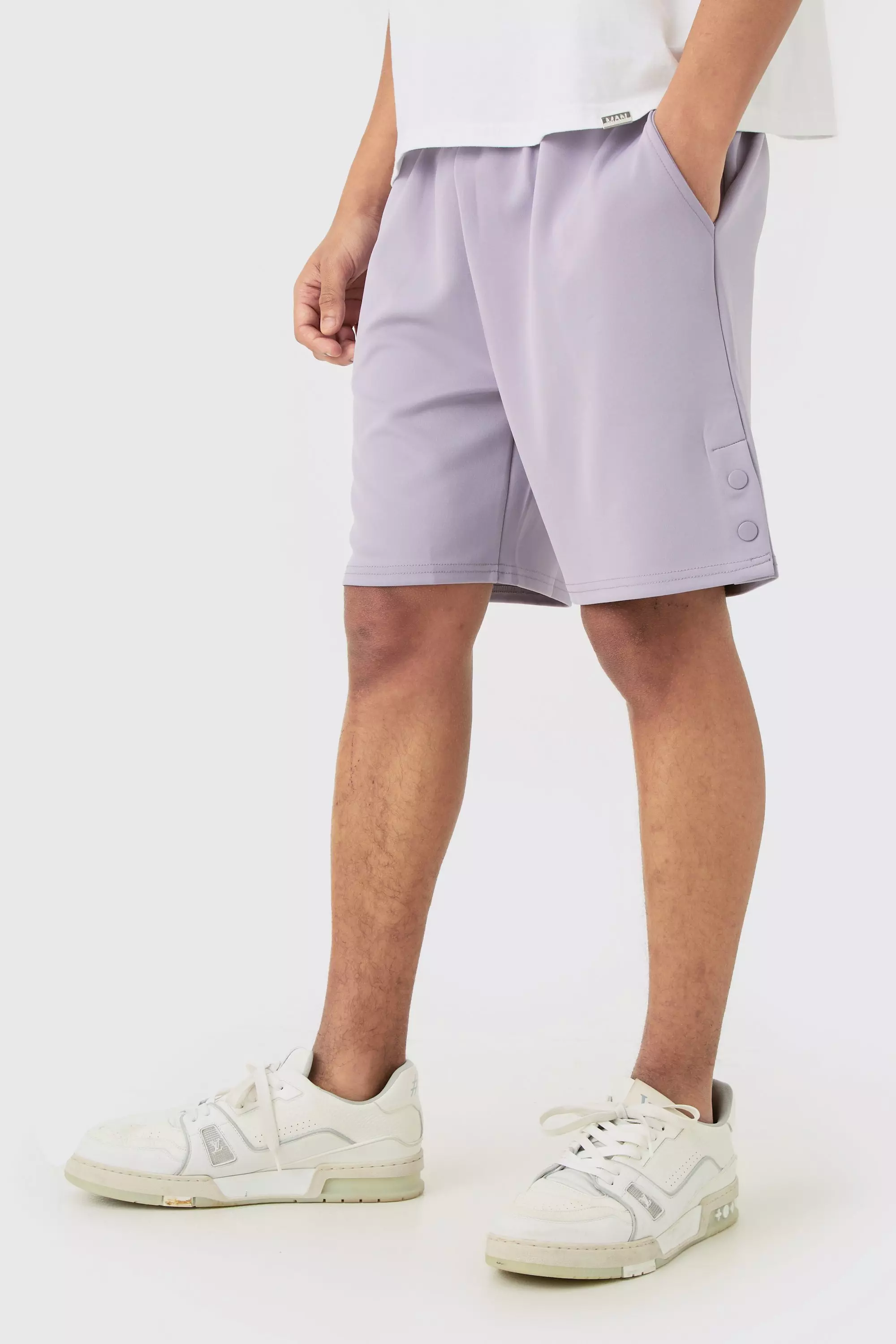 Relaxed Scuba Short With Poppers Lilac