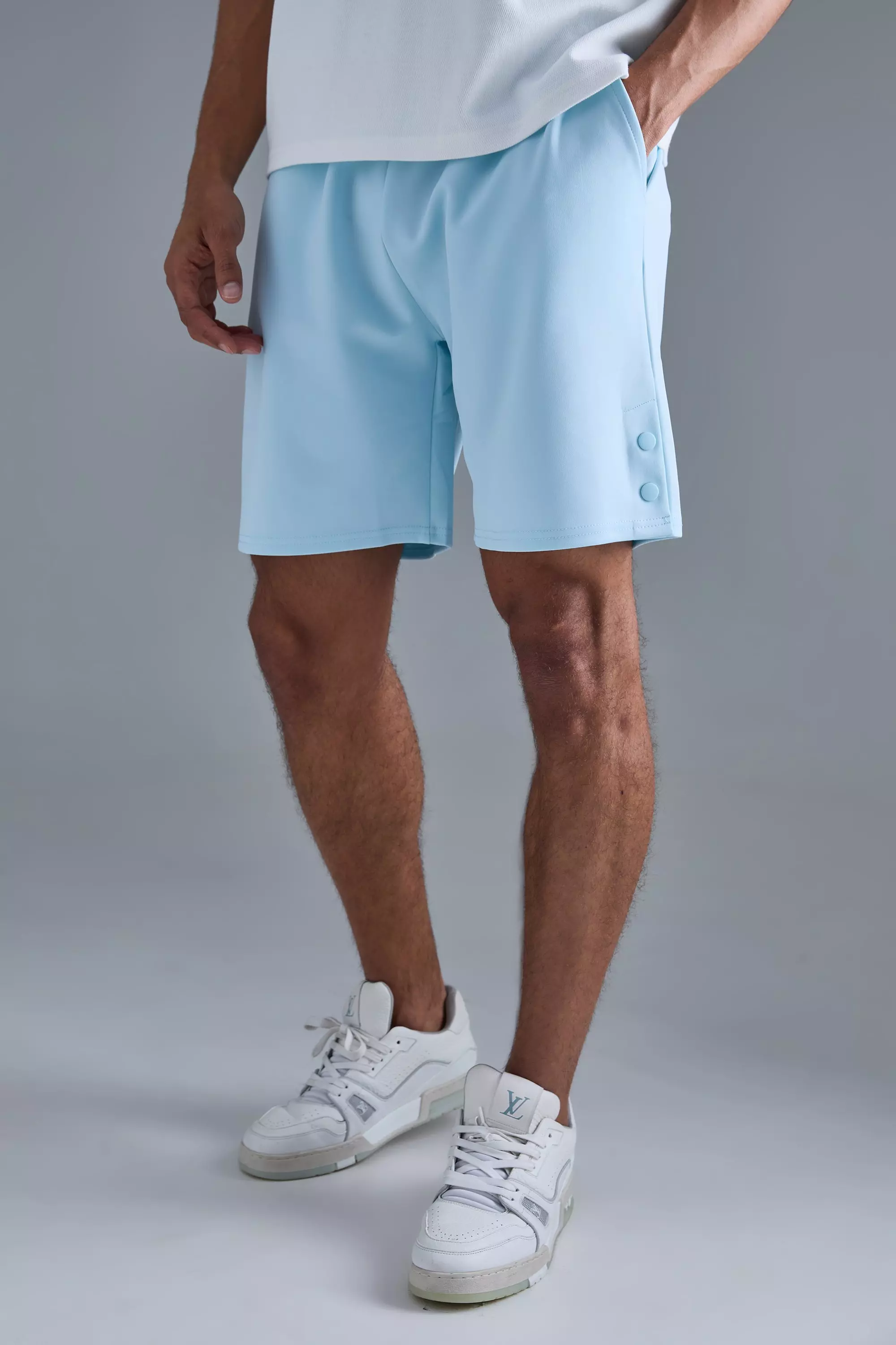 Relaxed Scuba Short With Poppers Light blue