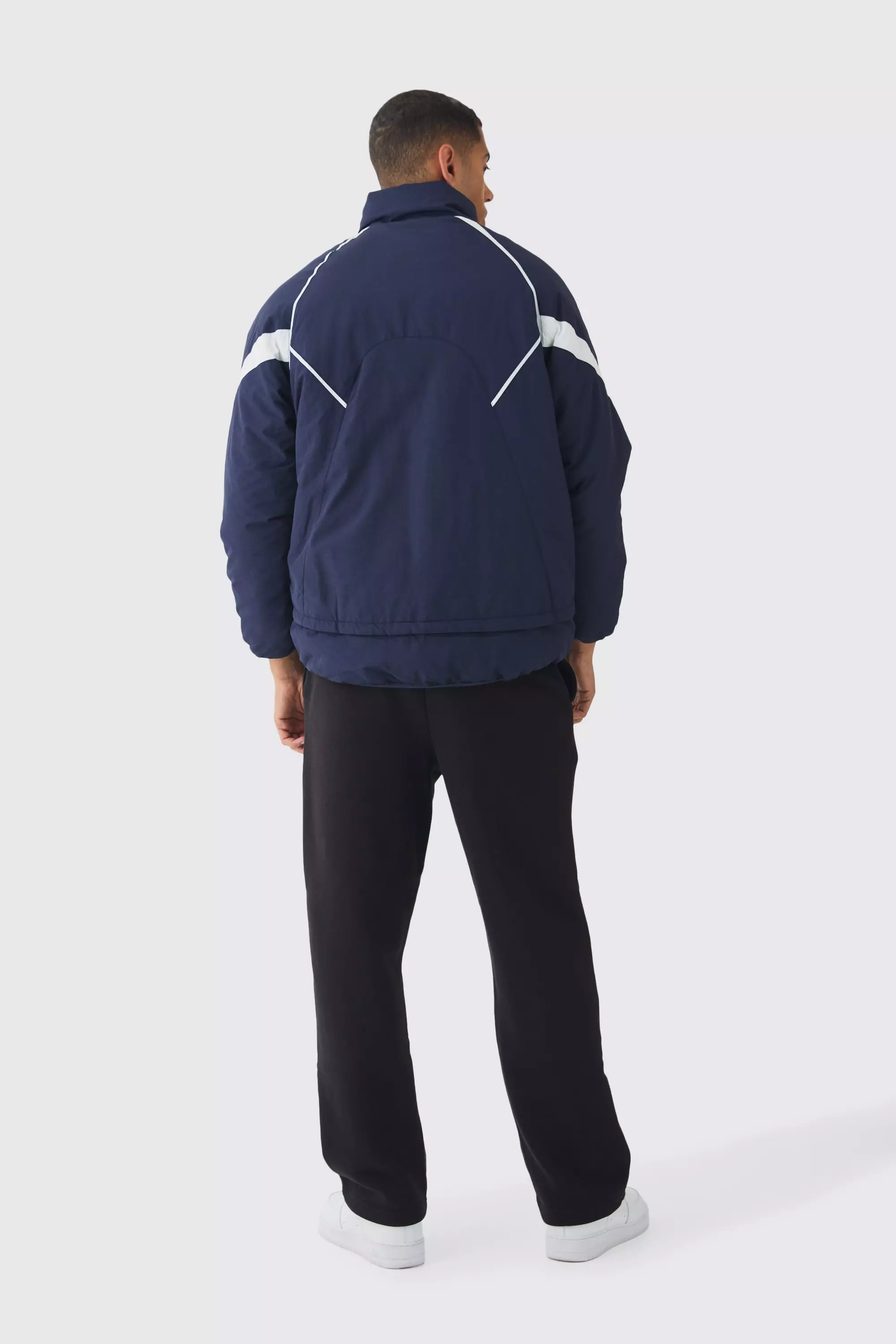 Faux Layer Funnel Neck Parka In Navy alternative image
