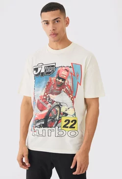 Sand Beige Oversized Turbo Racing License T-shirt