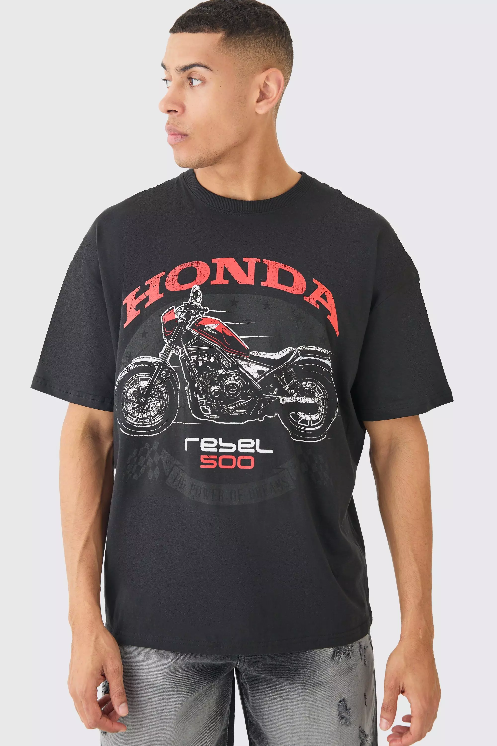 Loose Honda Motorcycle License T-shirt Black