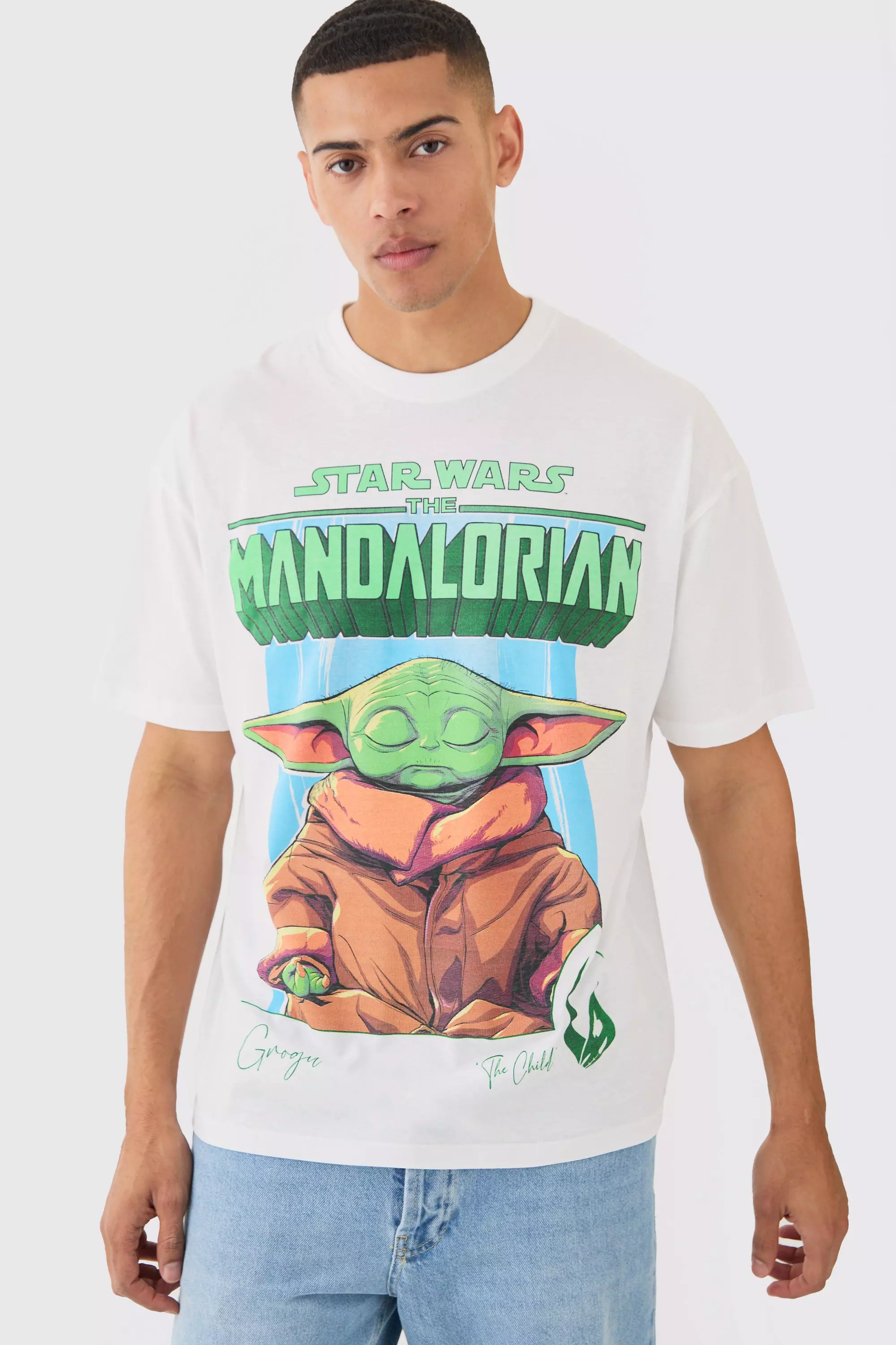 Oversized Star Wars Grogu Mandalorian T-shirt White