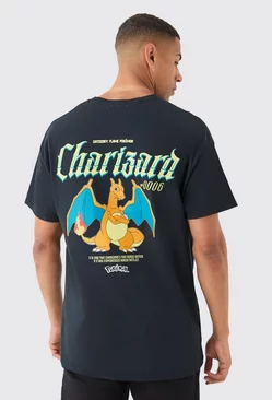 Oversized Pokemon Charizard License T-shirt Black