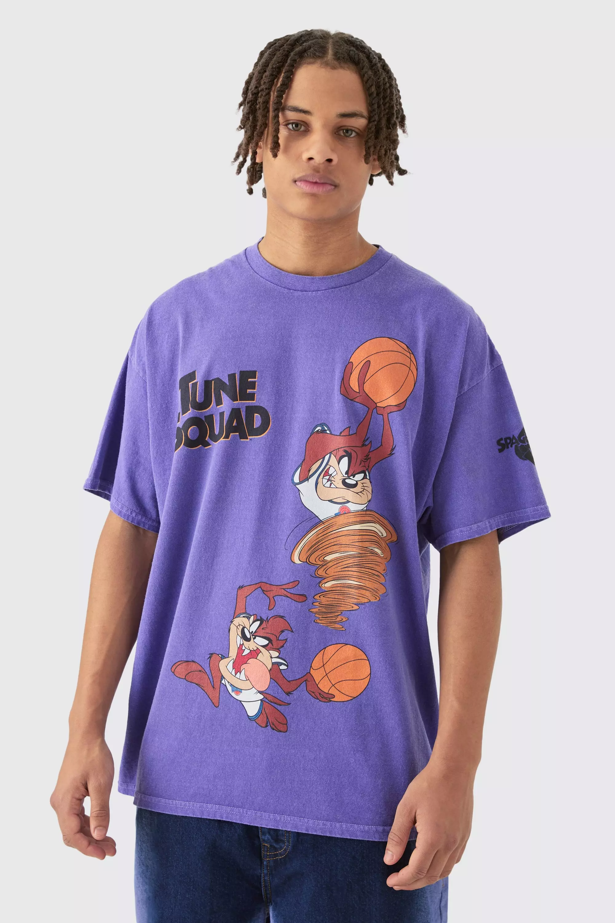 Oversized Looney Tunes Taz License T-shirt Purple