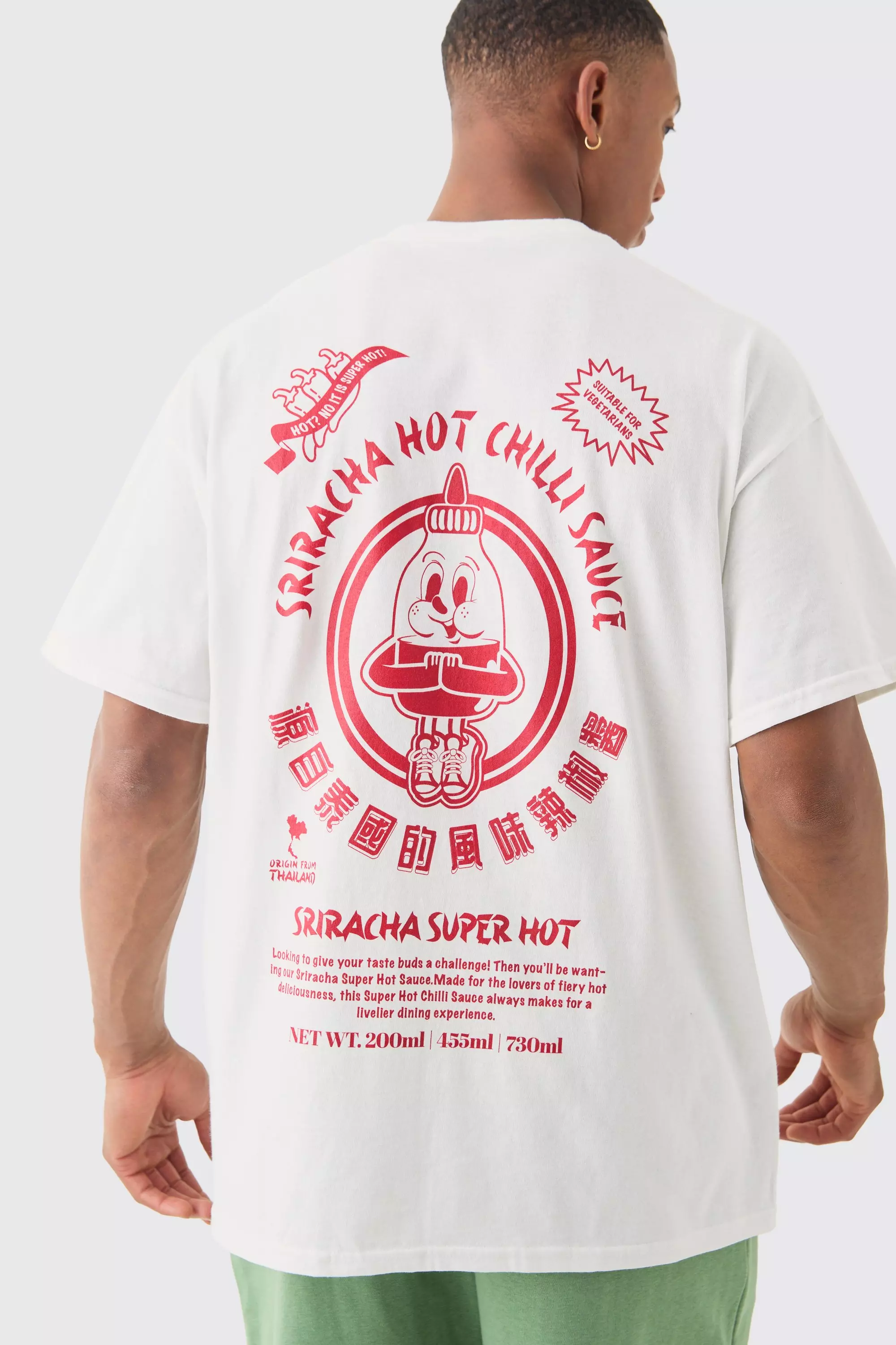 White Oversized Siracha Sauce License T-shirt