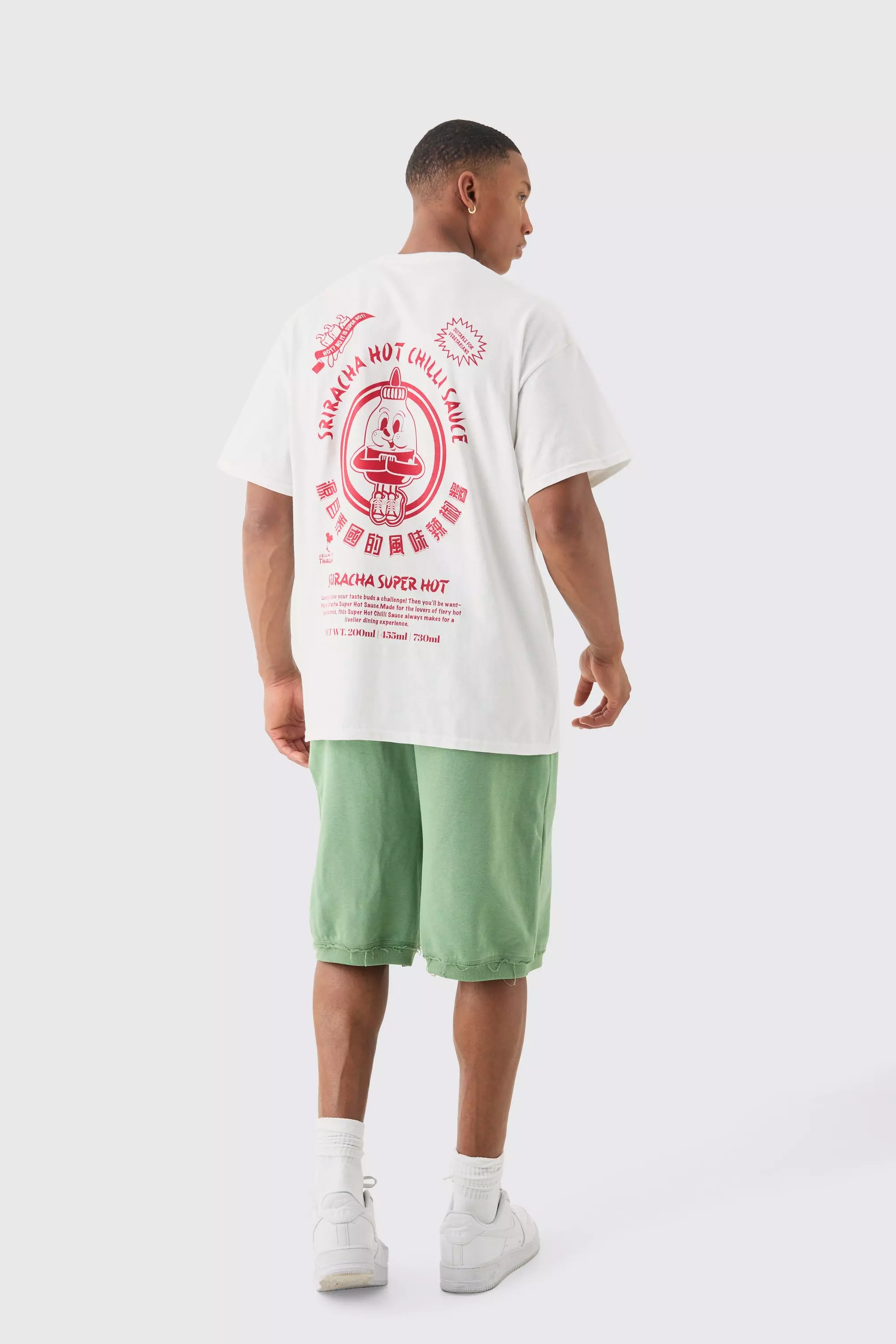 White Oversized Sriracha Sauce License T-shirt alternative image
