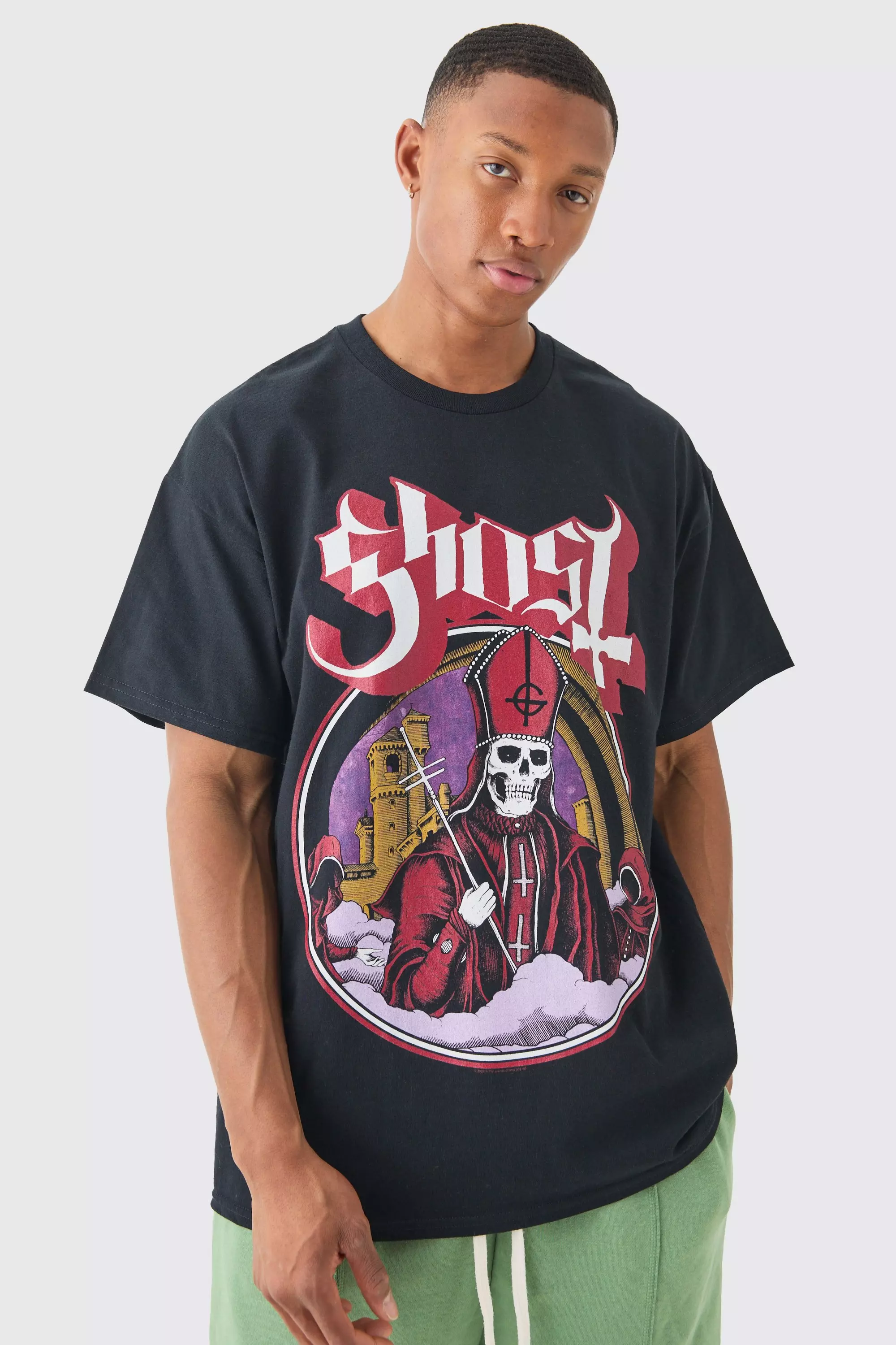 Oversized Ghost Band License T-shirt Black