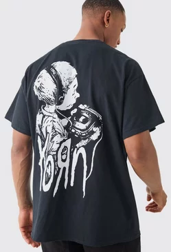 Oversized Korn Band License T-shirt Black