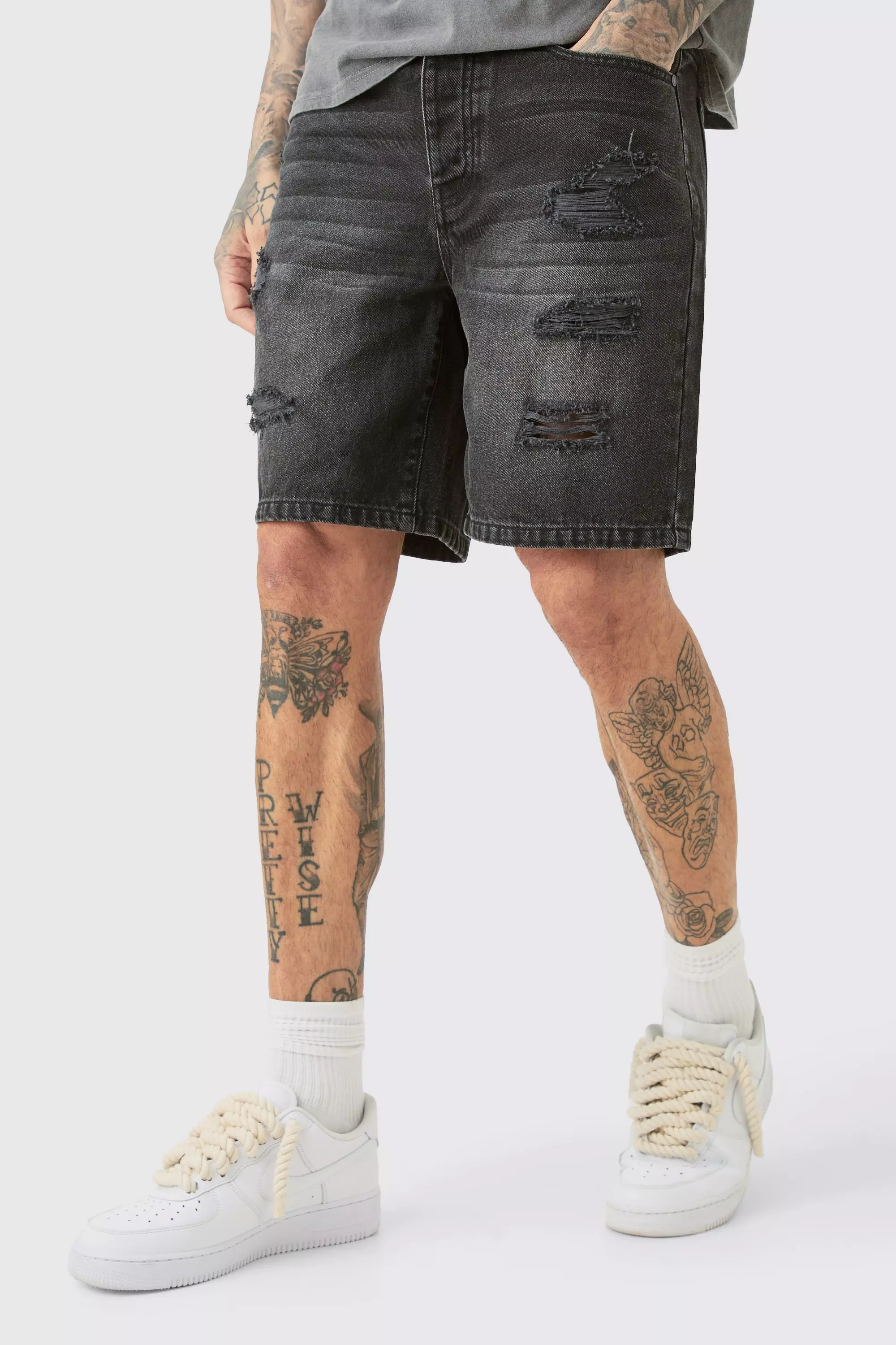 Tall - Short slim en jean délavé, Washed black autre image