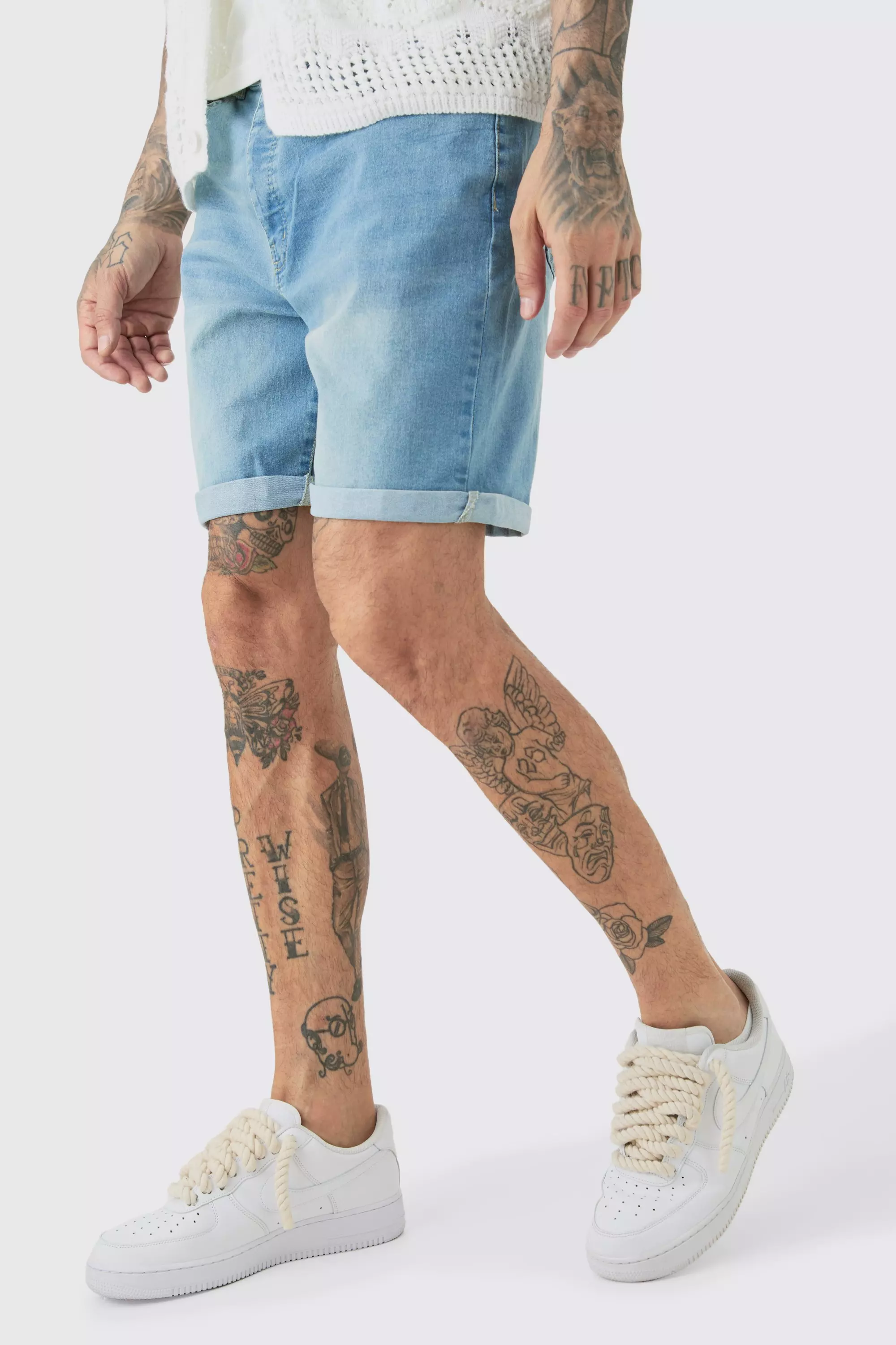 Tall Stretch Denim Slim Fit Shorts In Light Wash Light wash