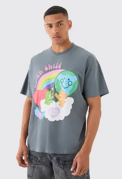 Oversized Care Bears Wash License T-shirt Charcoal