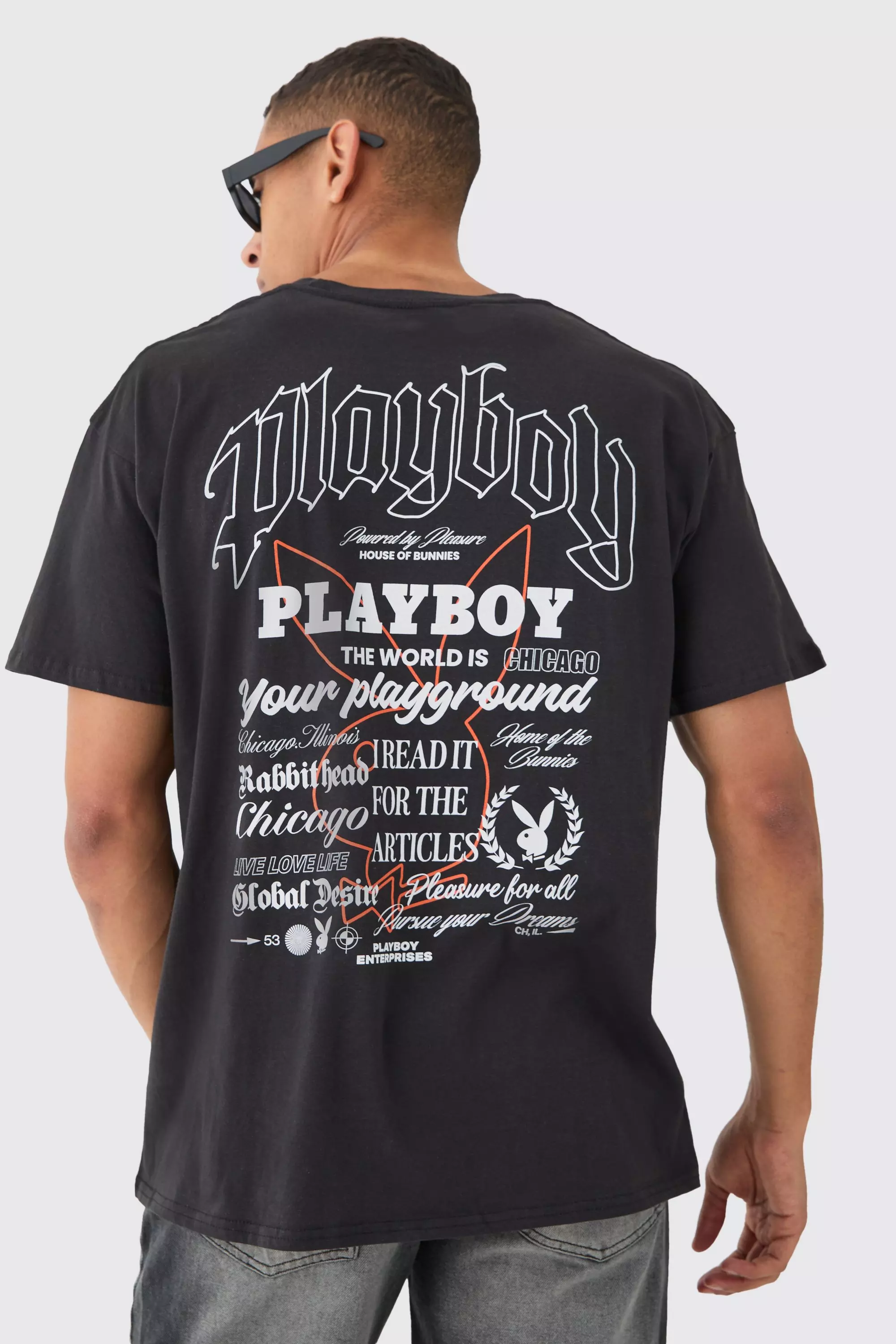 Oversized Playboy License T-shirt Black