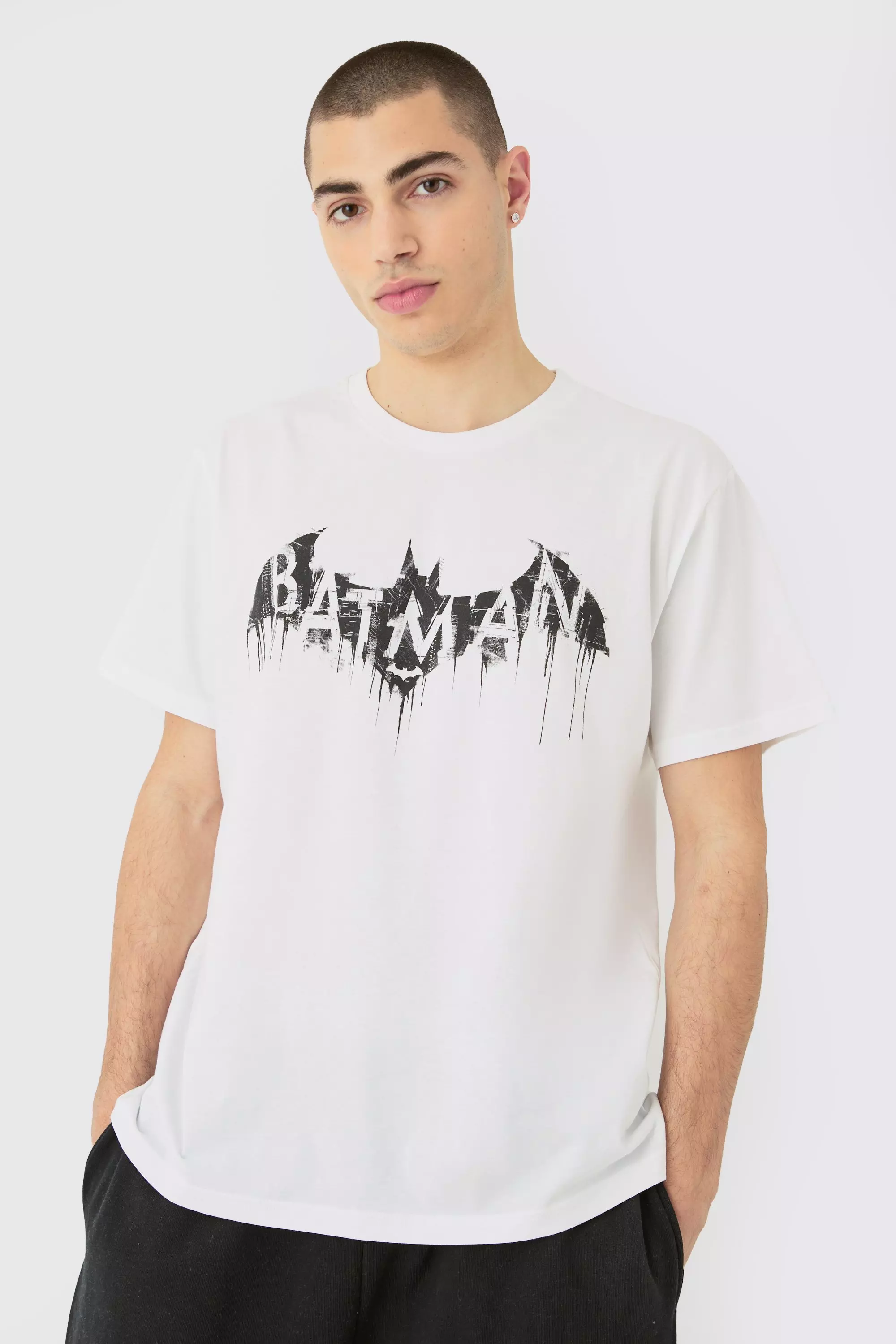 Oversized DC Batman Logo License T-shirt White