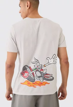 Oversized Looney Tunes Bugs Bunny Wash License T-shirt Stone