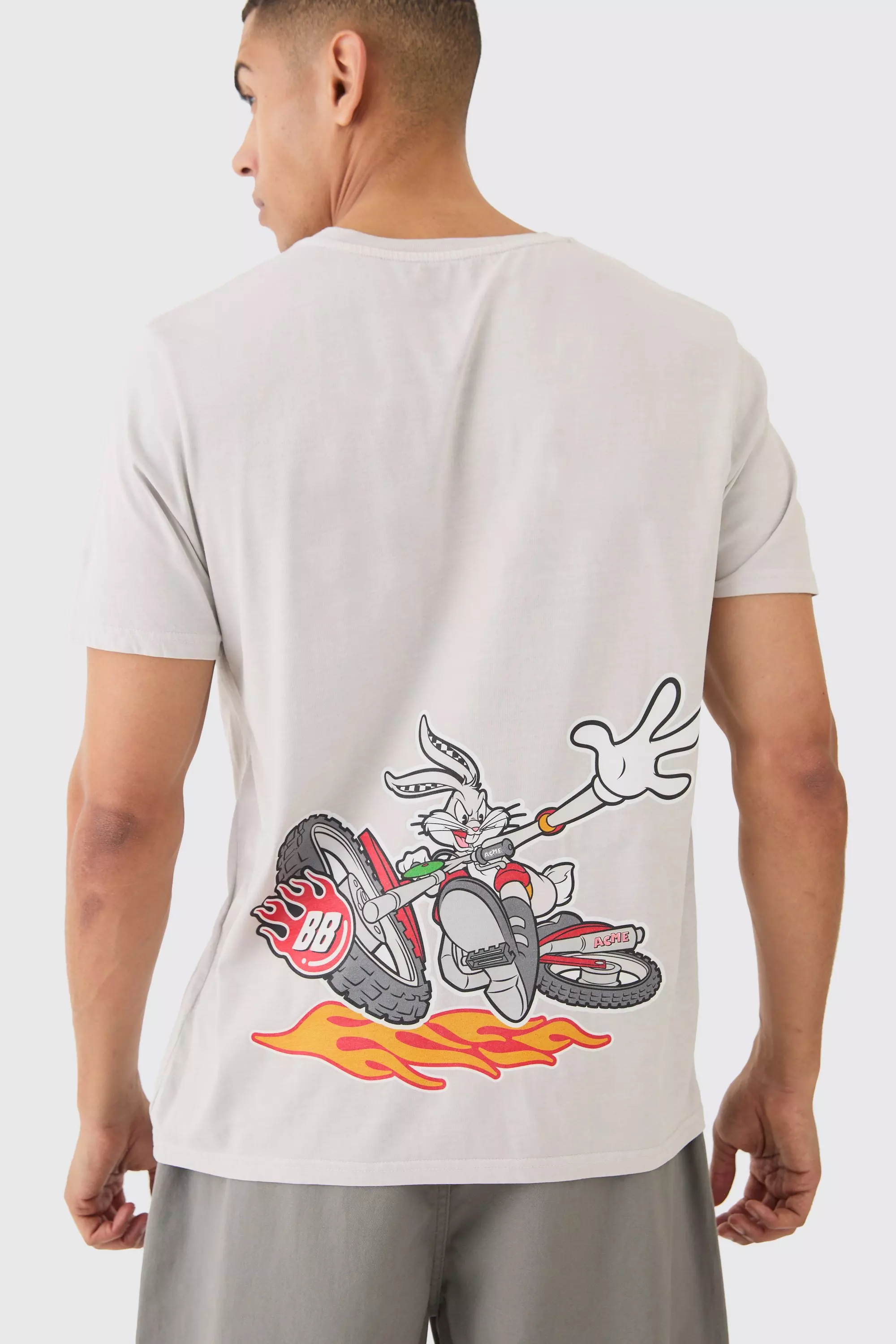 Stone Beige Oversized Looney Tunes Bugs Bunny Wash License T-shirt
