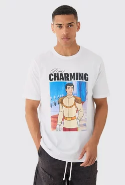 Oversized Disney Prince Charming License T-shirt White