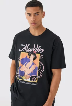Oversized Disney Aladdin License T-shirt Black