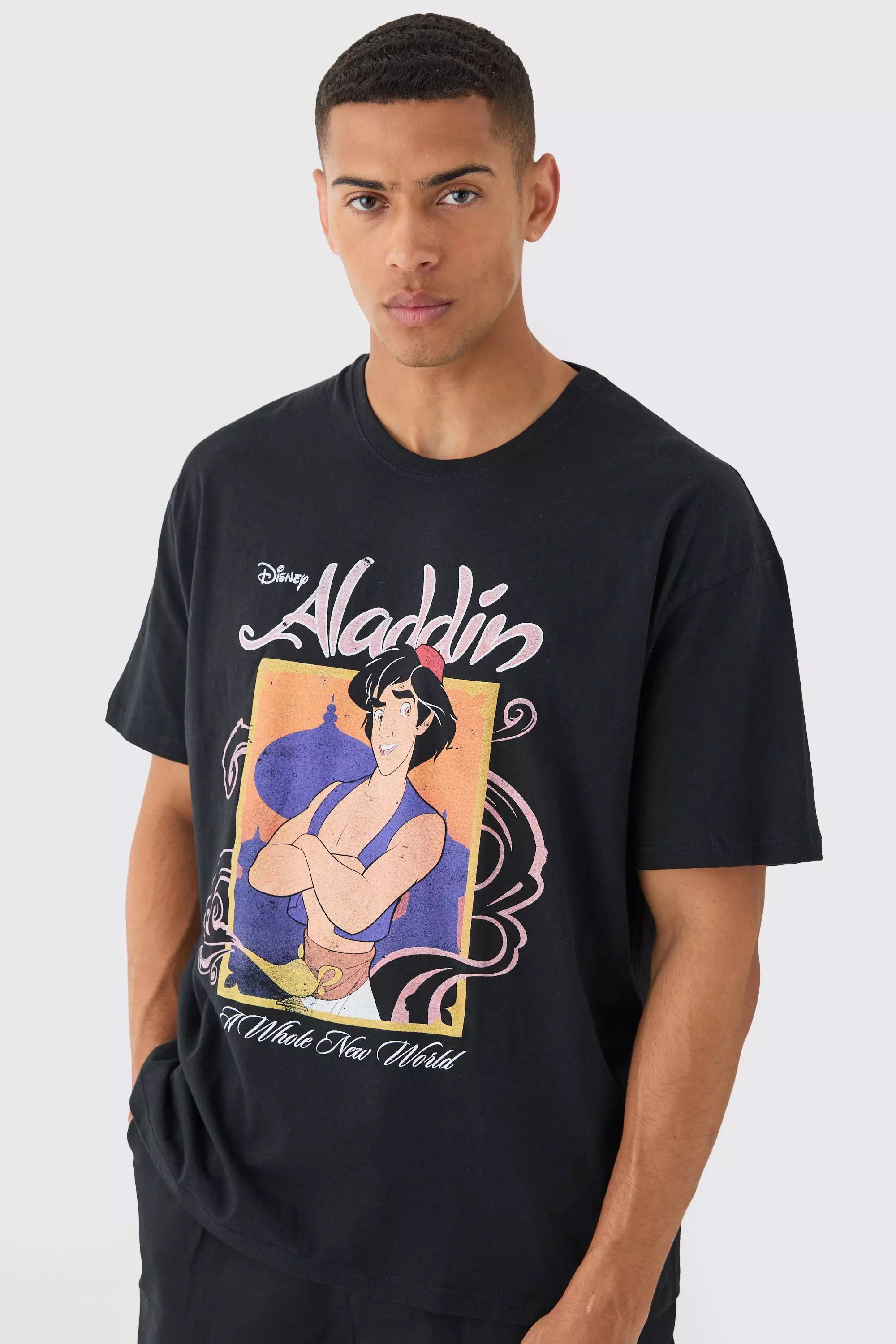 Oversized Disney Aladdin License T-shirt Black