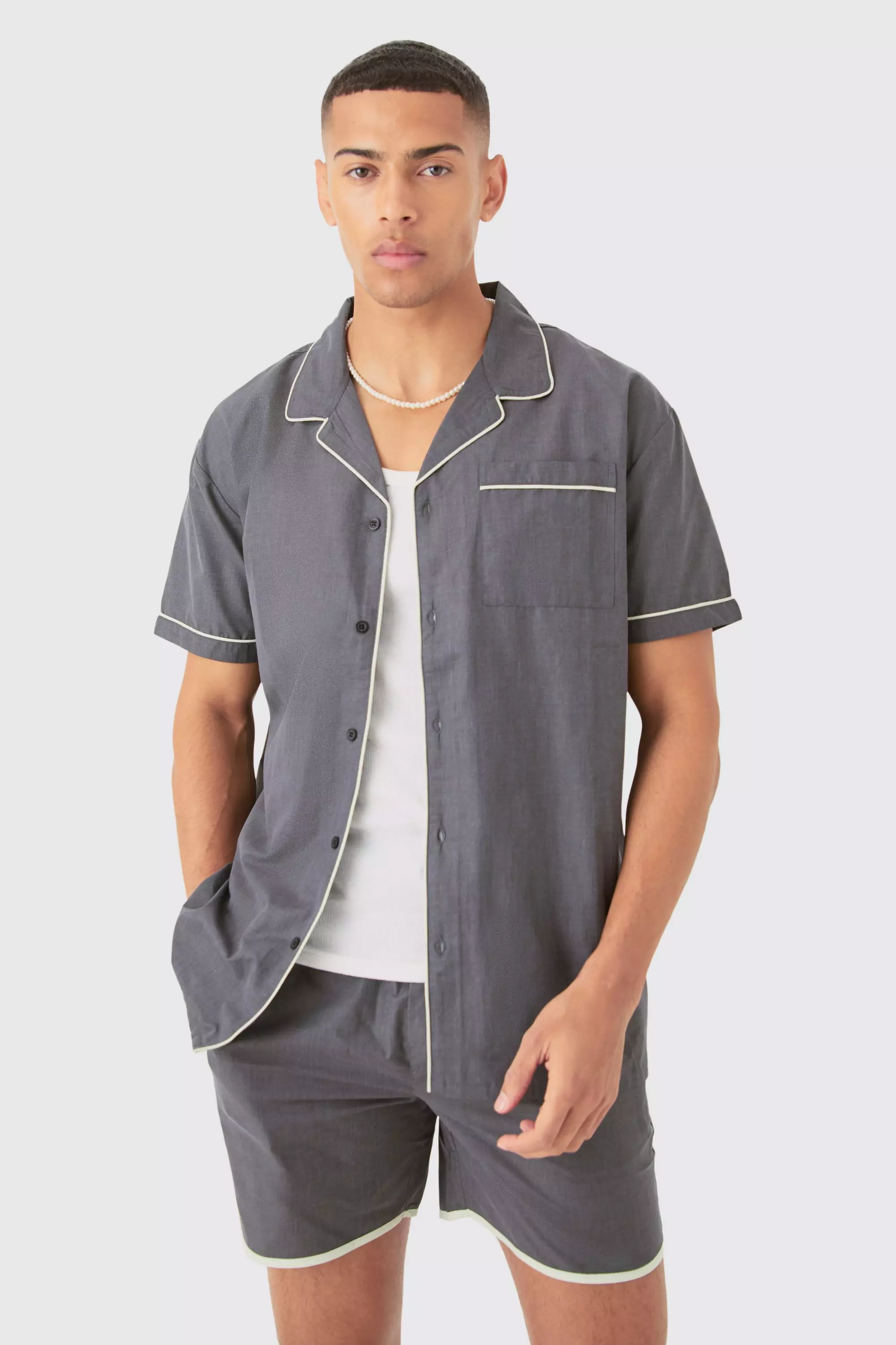Oversized Shirt Short Set boohooMAN