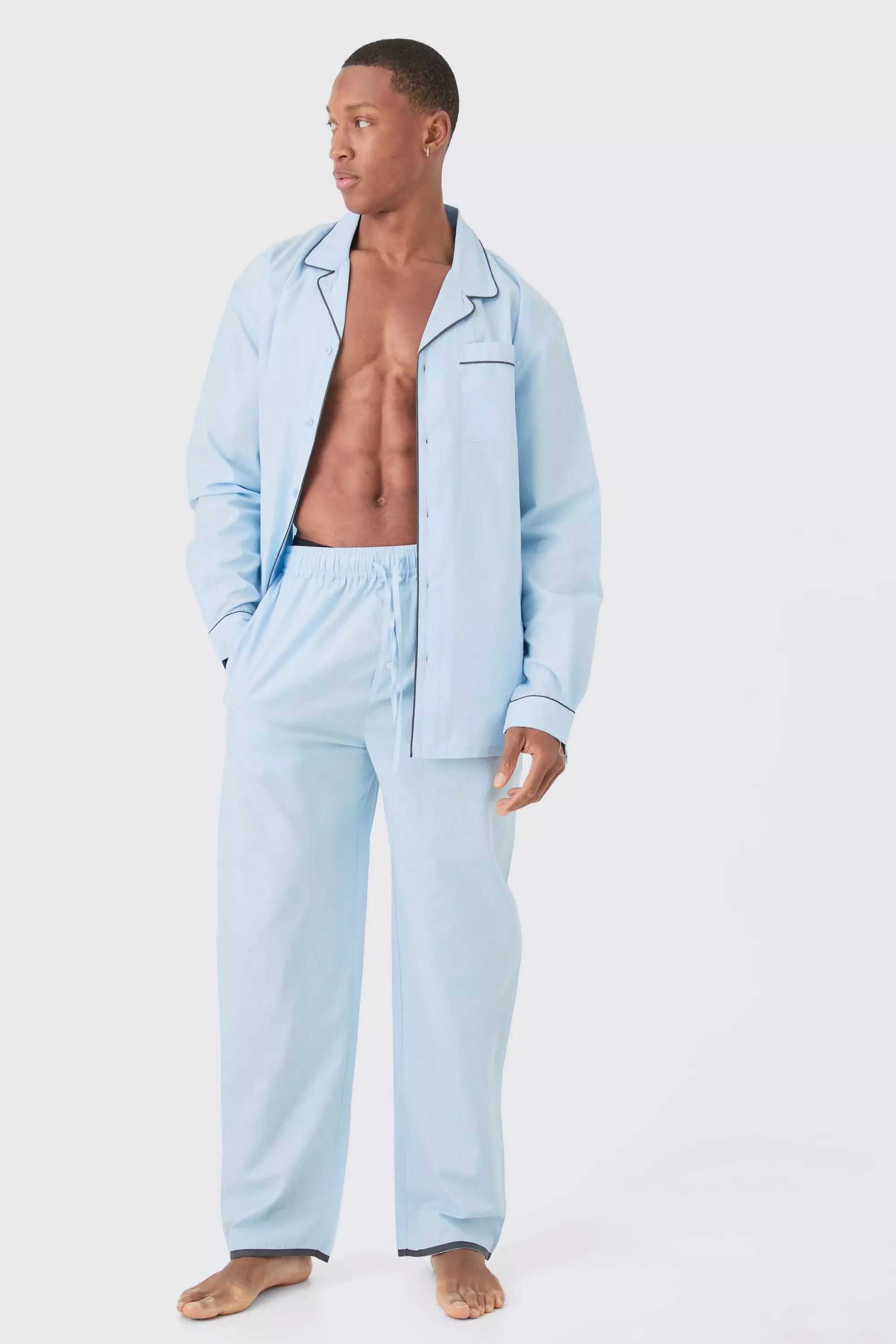 Oversized Lounge Shirt & Bottom Set Light blue