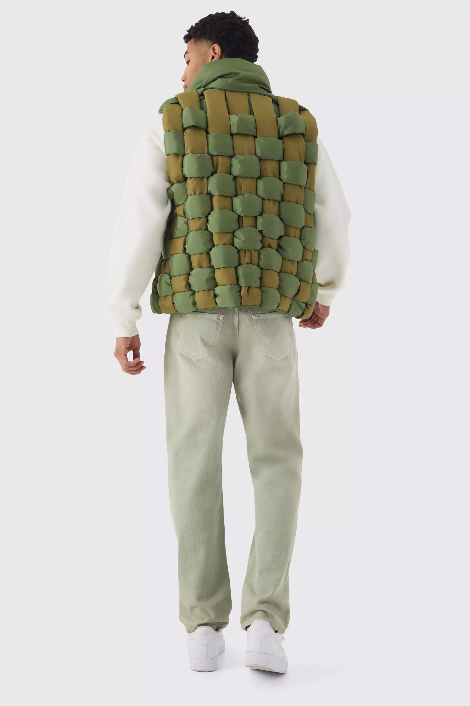 Contrast Hand Weft Padded Gilet In Khaki alternative image