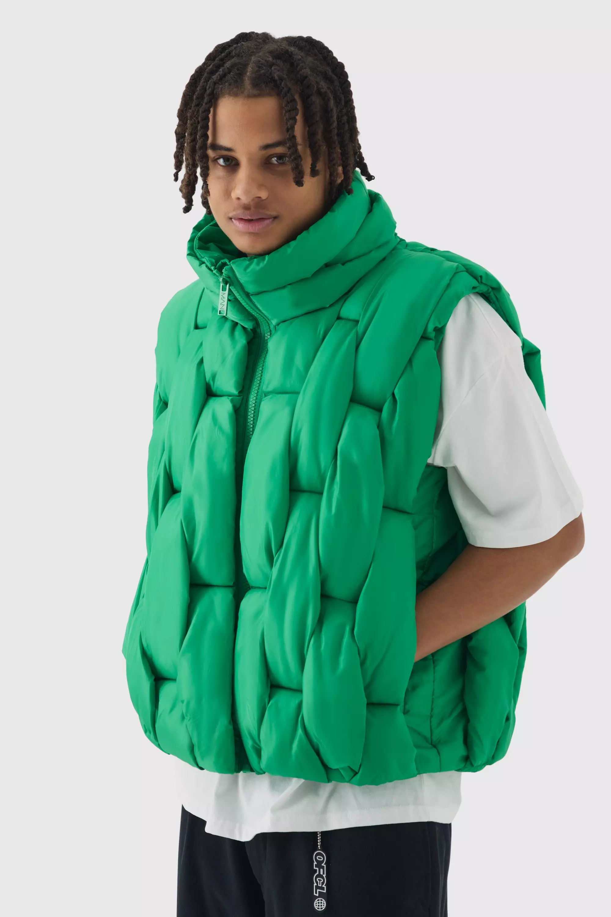 Hand Weft Padded Vest Green