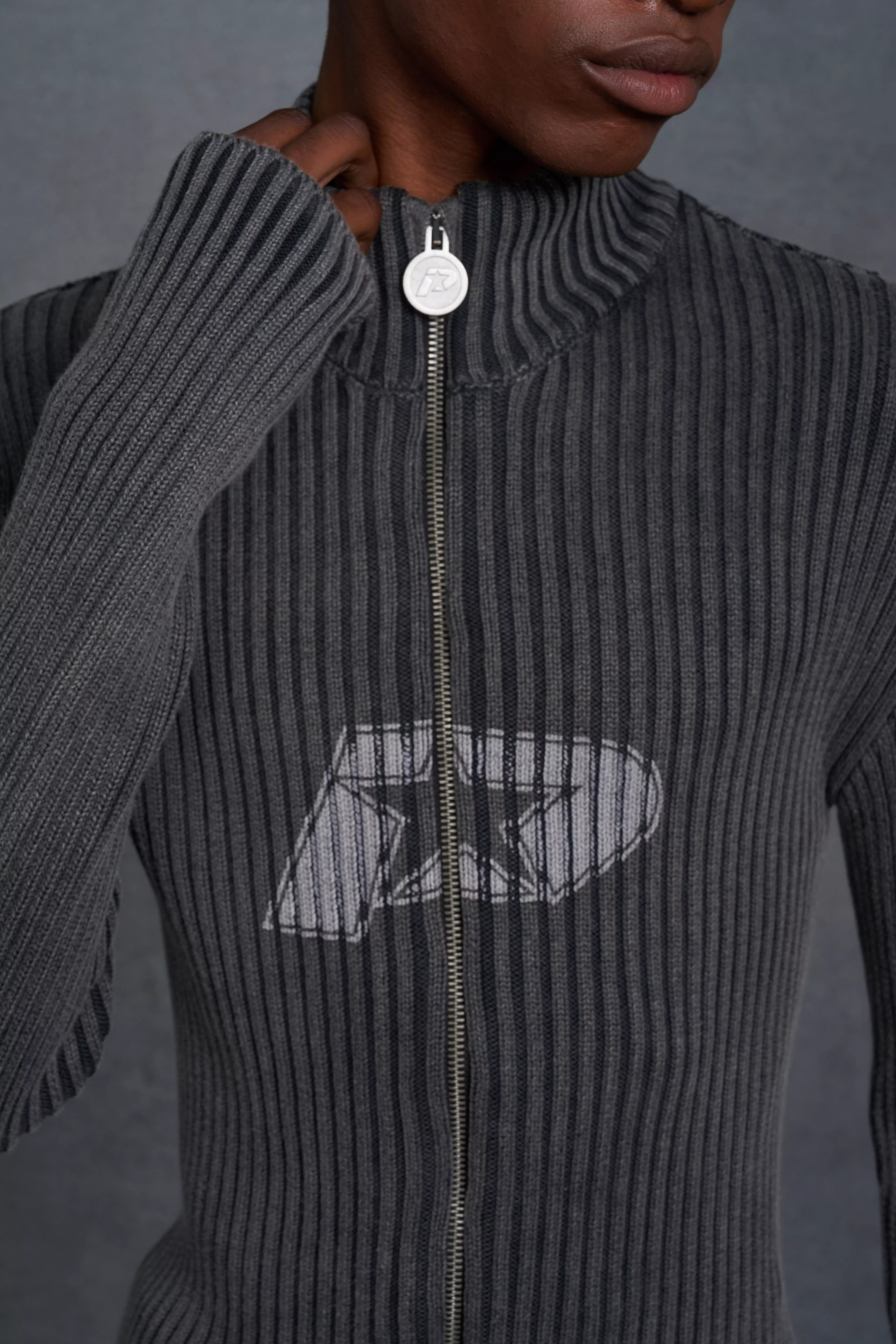 P-Star Muscle Fit Acid Wash Rib Knit Chest Print Jumper | boohooMAN UK