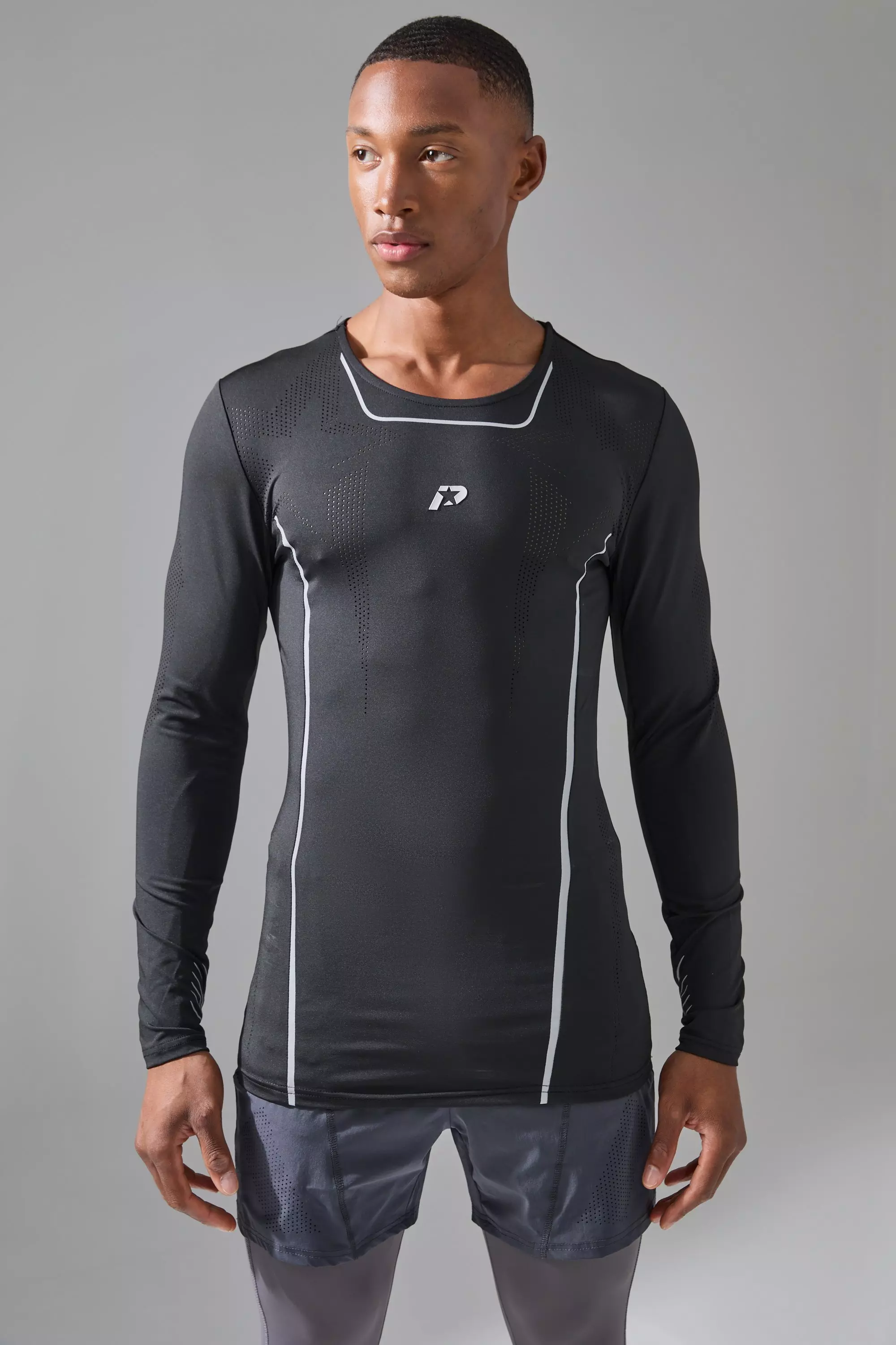 P-Star Active Muscle Fit Moto Base Layer T-Shirt Black