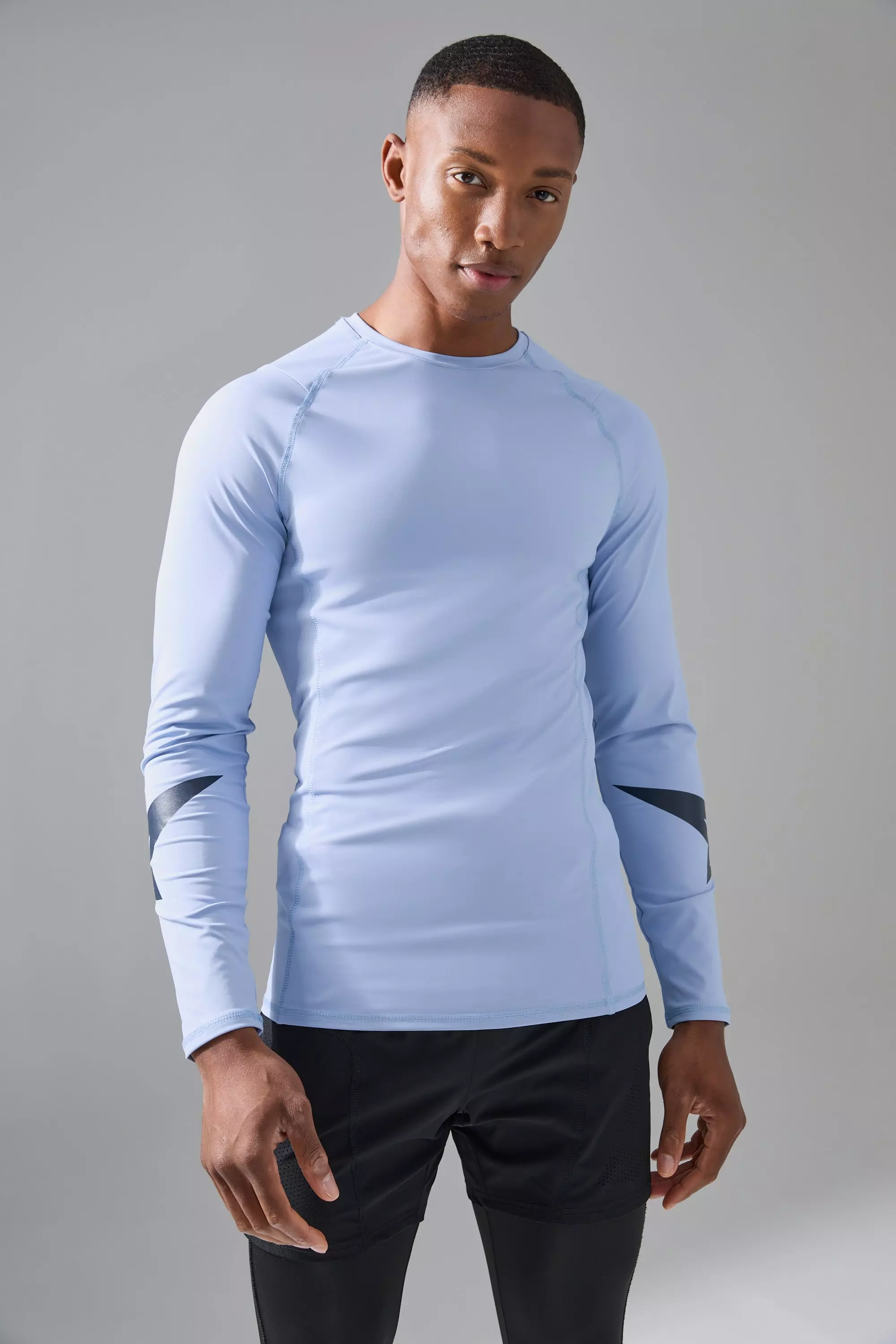 P-Star Active Muscle Fit Base Layer Star Print T-shirt Light blue