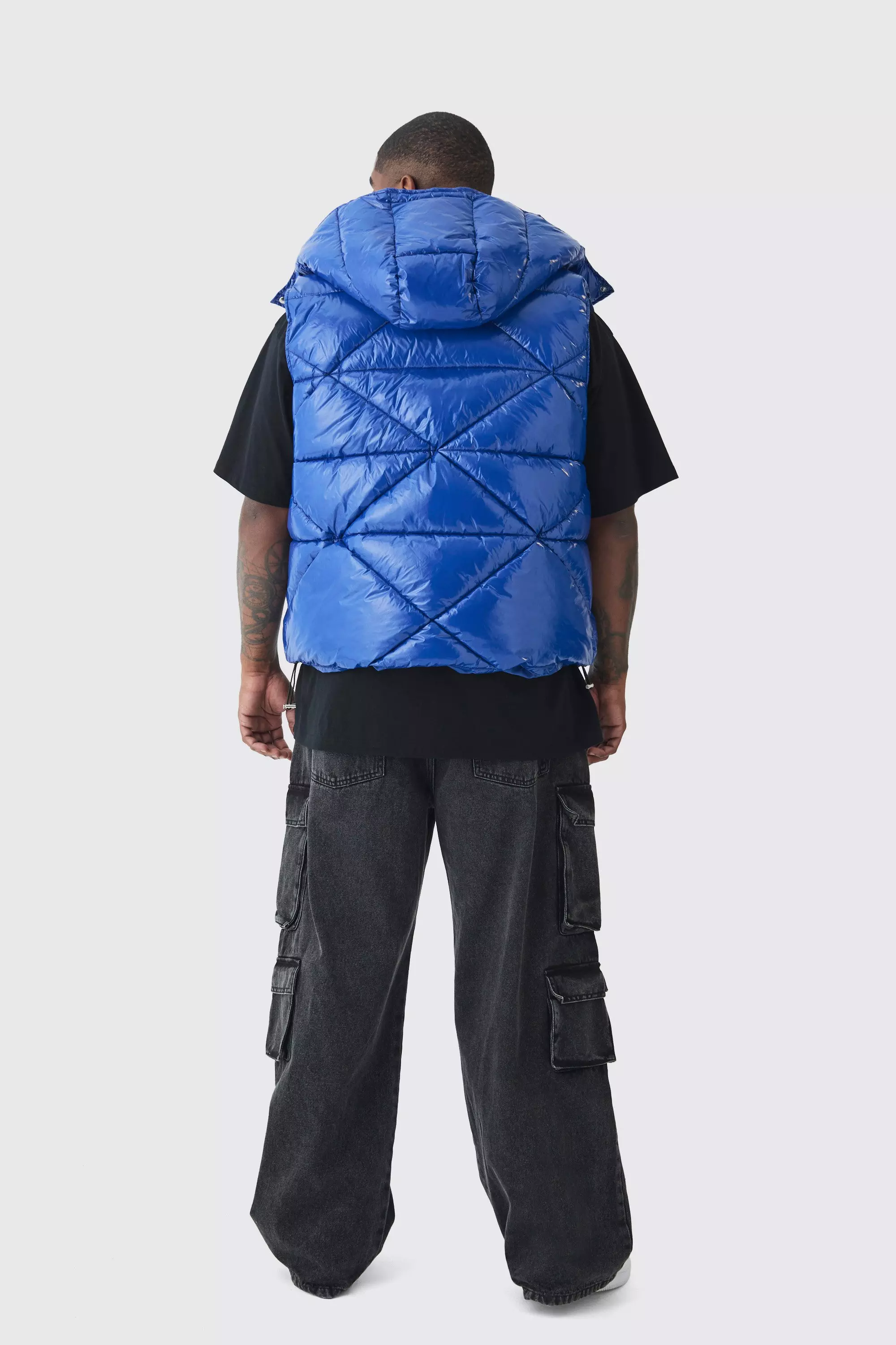 Plus hochglänzende Vinyl-Weste mit Kapuze, Blue alternatives Bild