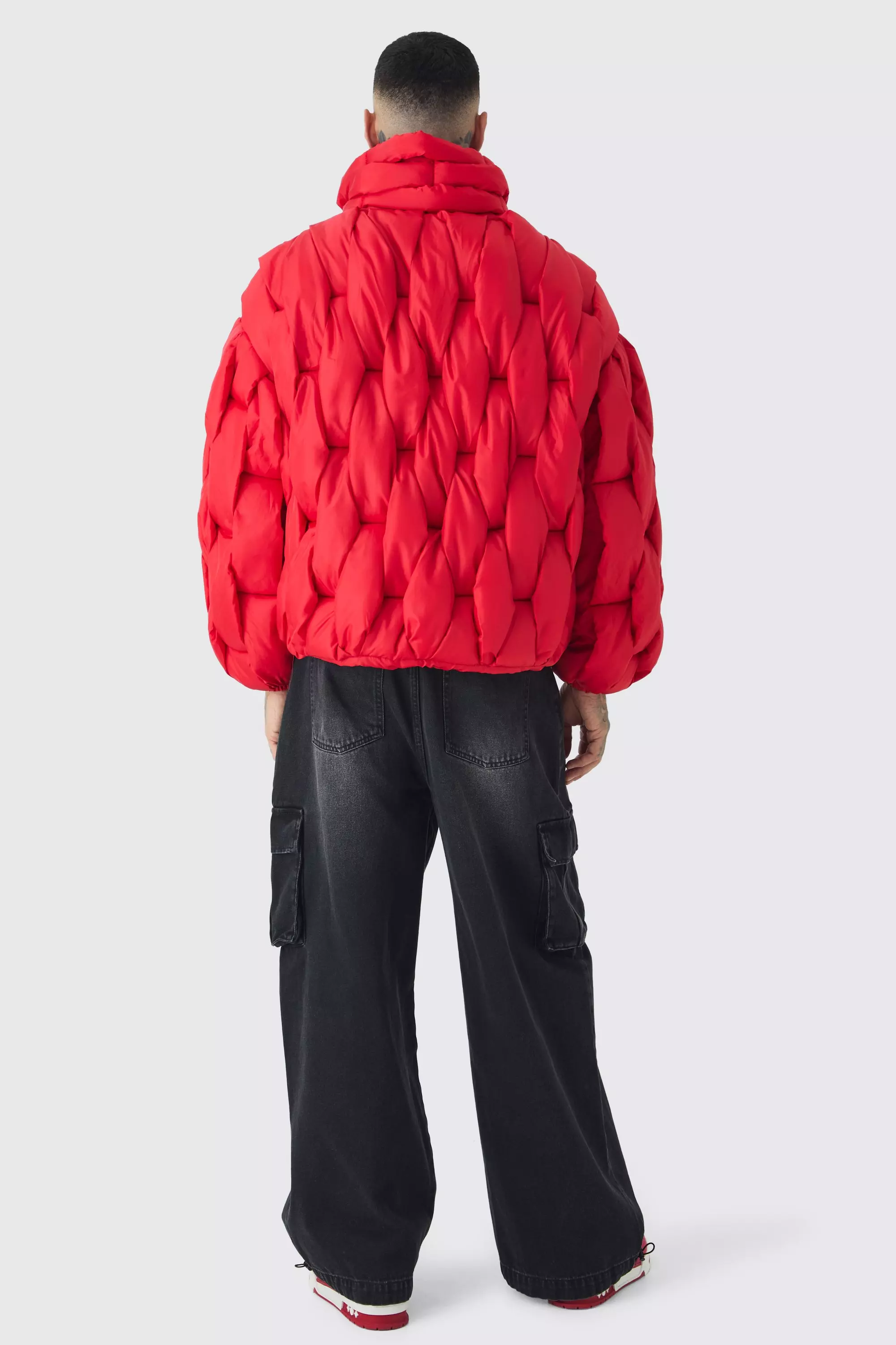 Tall Hand Weft Padded Puffer Jacket In Red alternative image